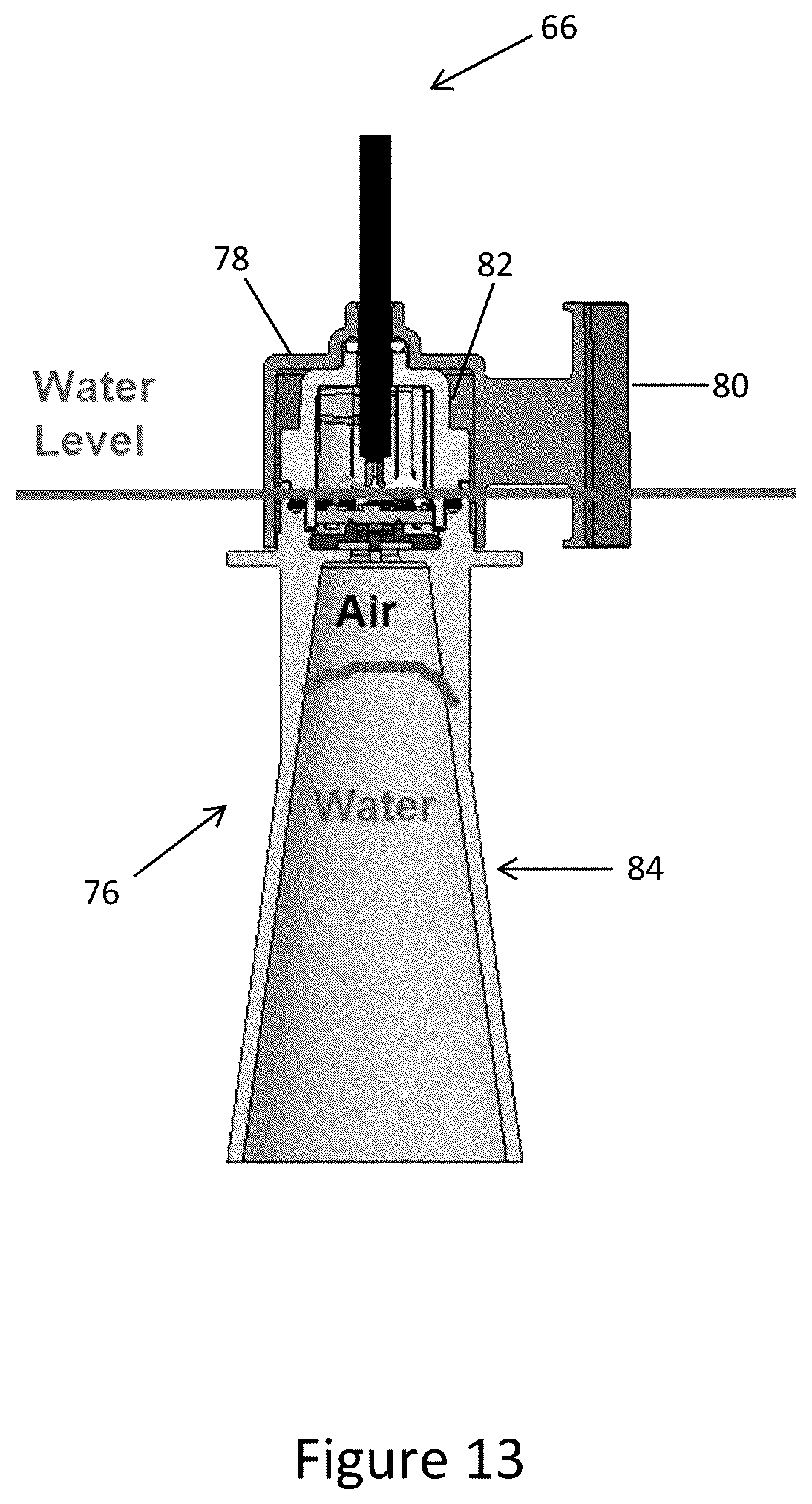 Patent US12092506 Figure 13 – Sump pump system, including water level sensor shield