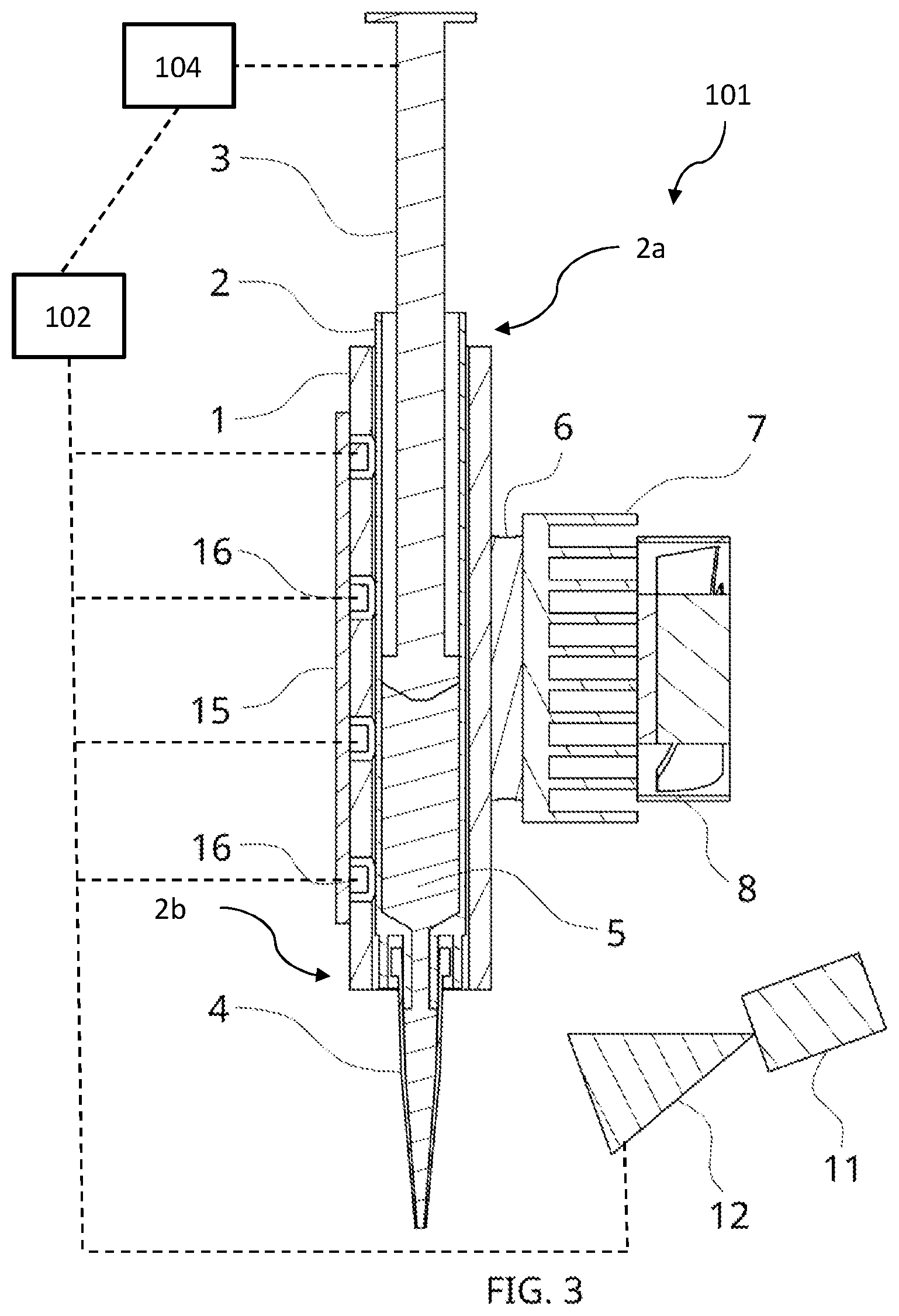 Patent US12092530 Figure 3 – Material cartridge arrangement for a dispensing system