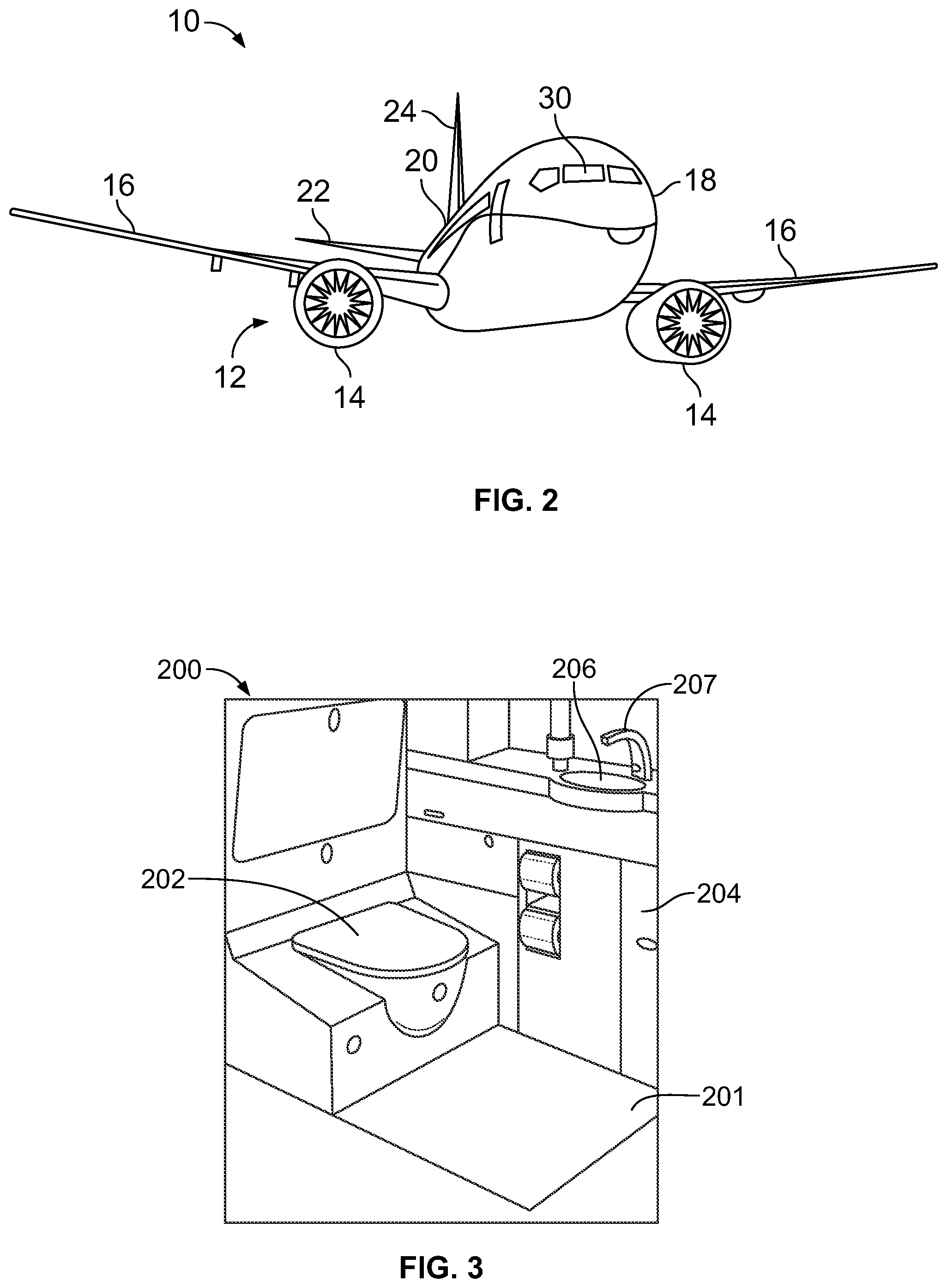 Patent US12092550 Figure 2 – Water leak detection systems and methods for an internal cabin of an aircraft