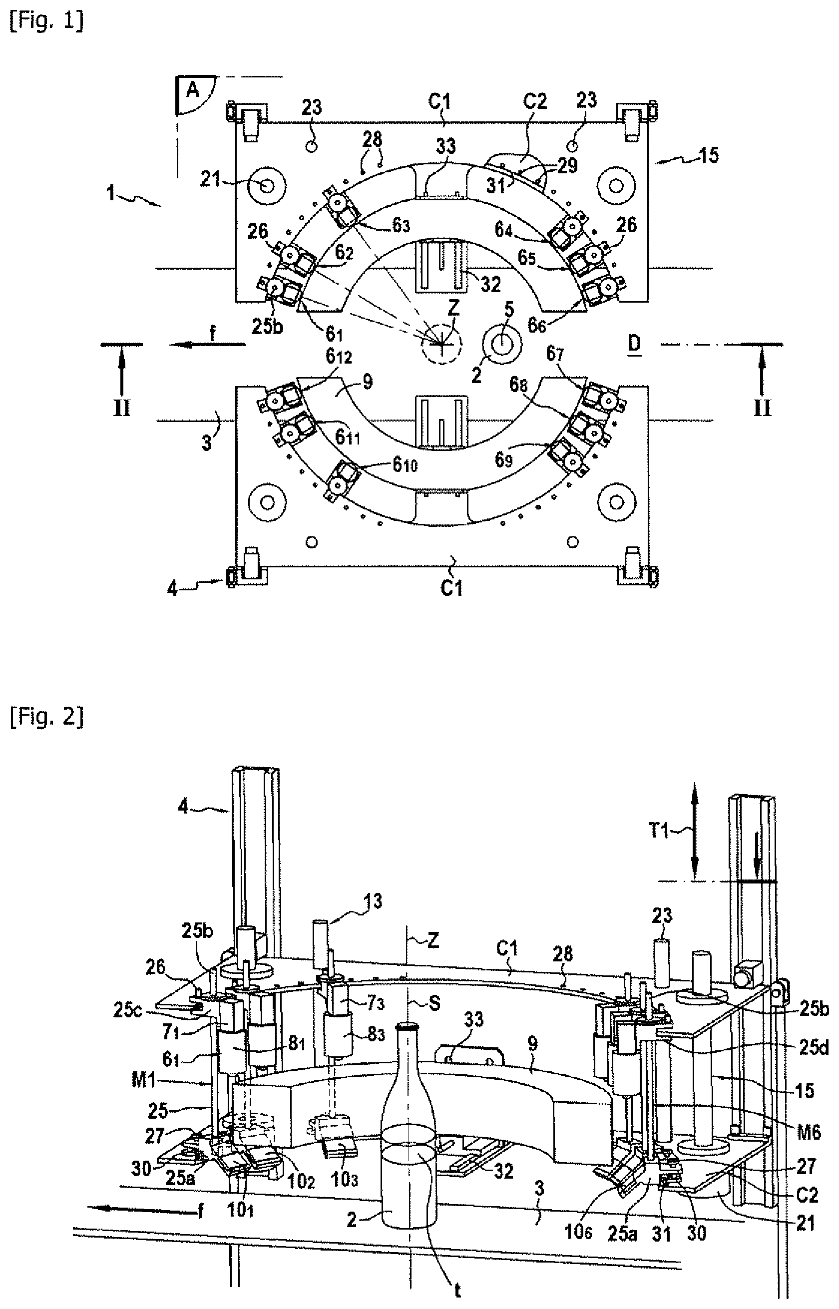 Patent US12092586 Figure 1 – Apparatus and method for simultaneously focusing optical systems according to the diameter of the containers