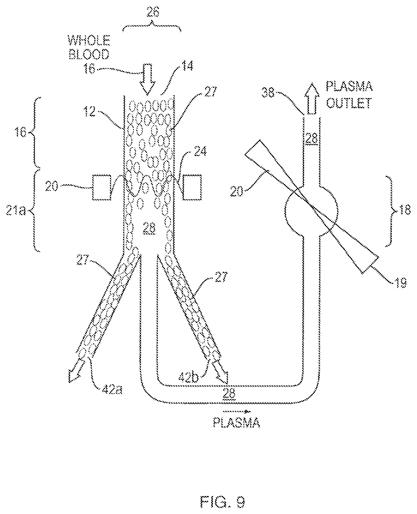 Patent US12092630 Figure 6 – Spatial separation of particles in a particle containing solution for biomedical sensing and detection