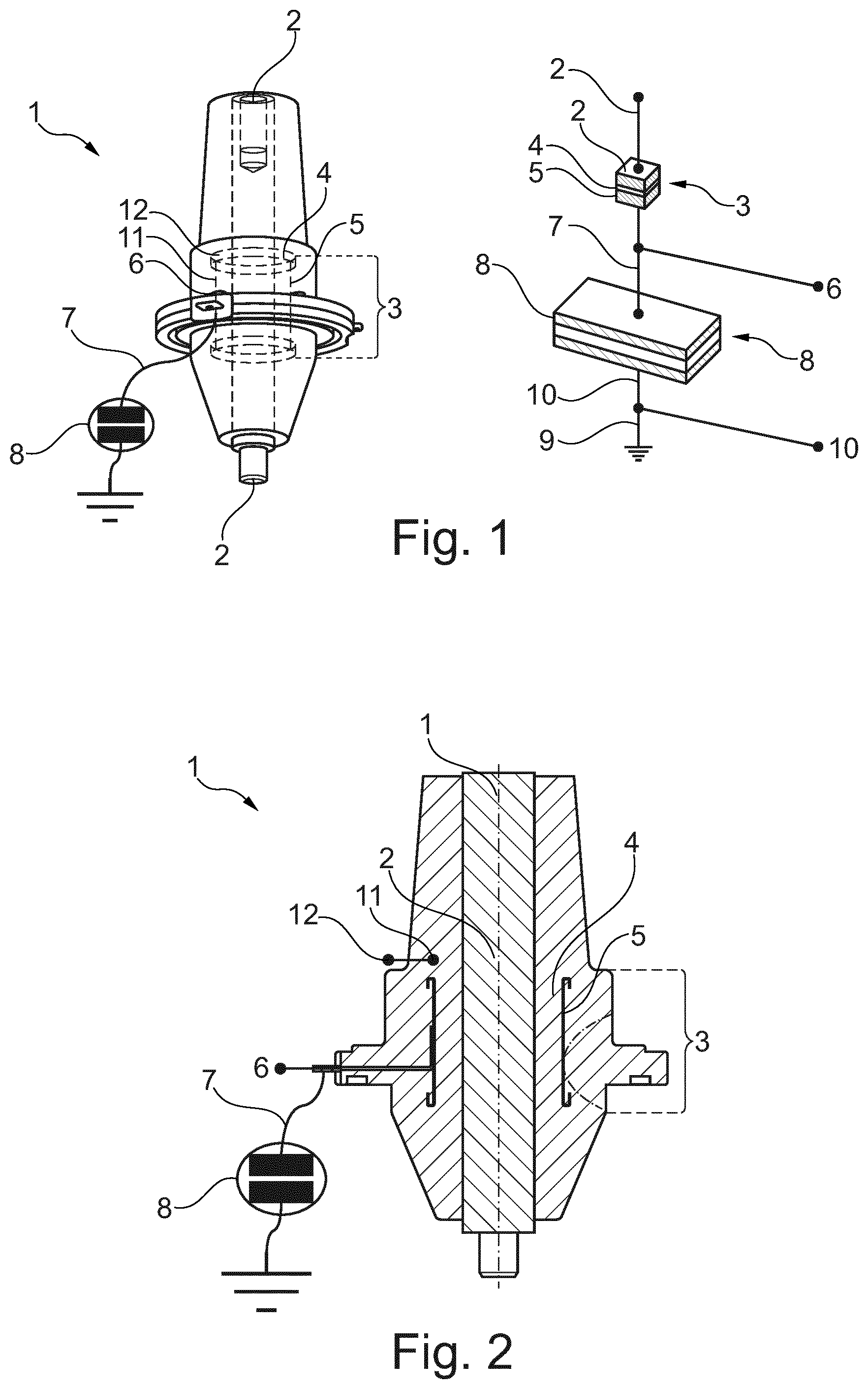 Patent US12092663 Figure 1 – Sensor part for installation in medium-voltage cable compartments and a device for measuring a voltage in medium-voltage circuits comprising such sensor part