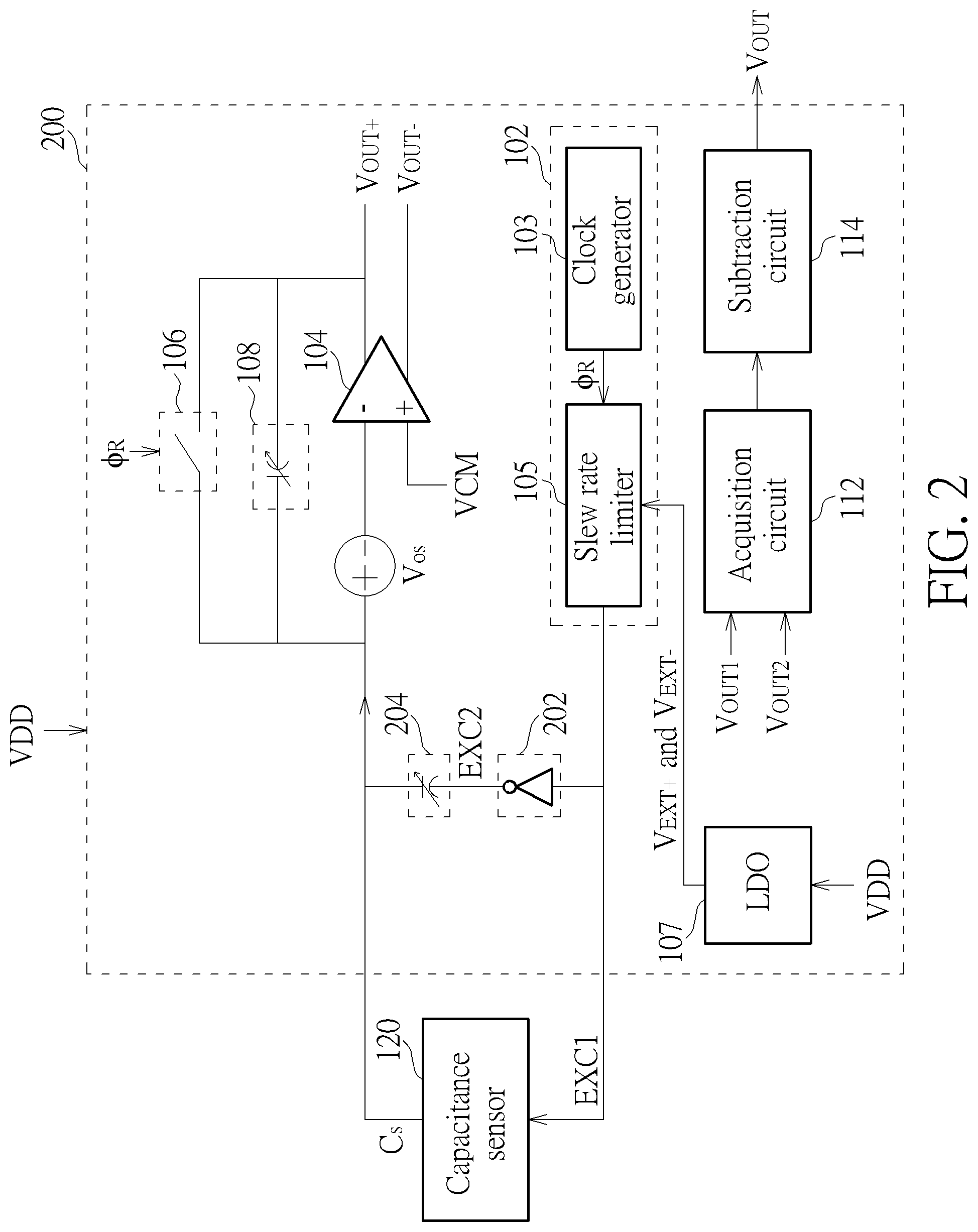 Patent US12092672 Figure 2 – Capacitance measurement circuit