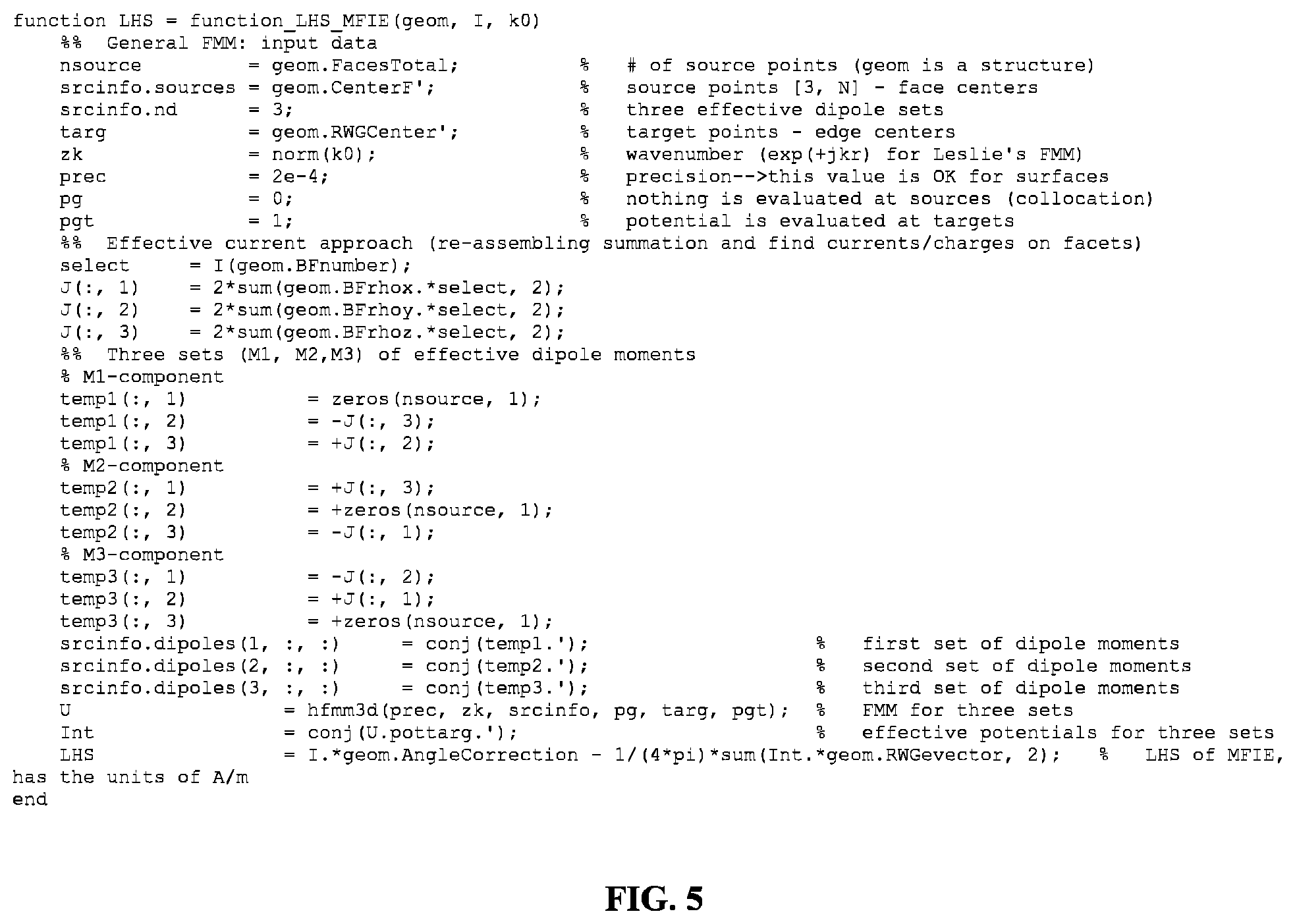 Patent US12092673 Figure 5 – Method and system for obtaining scattering and radiation properties of electrically large metal targets with general-purpose fast multipole method