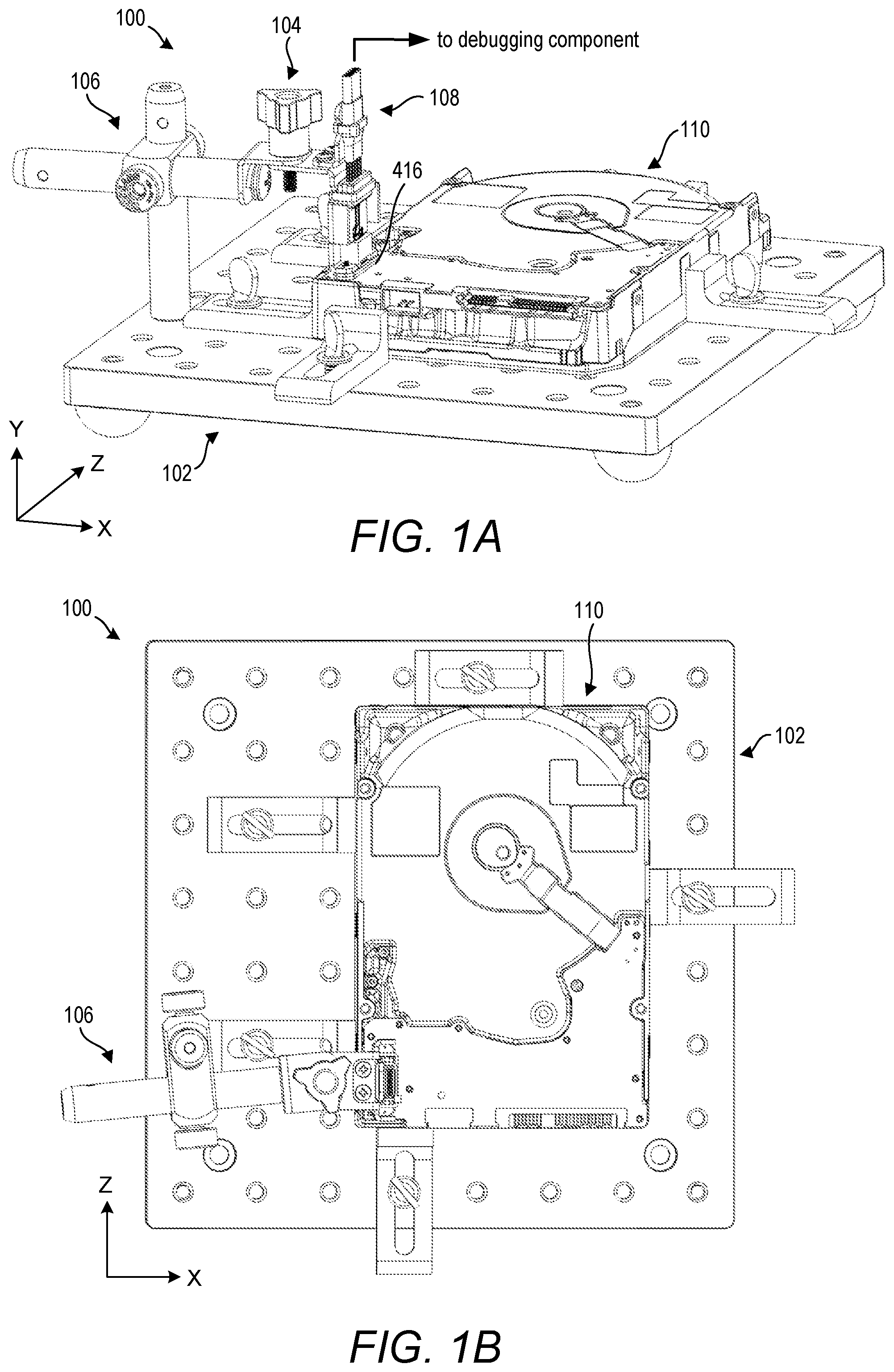 Patent US12092686 — Apparatus and method for electrically coupling a unit under test with a debugging component — Figure 1