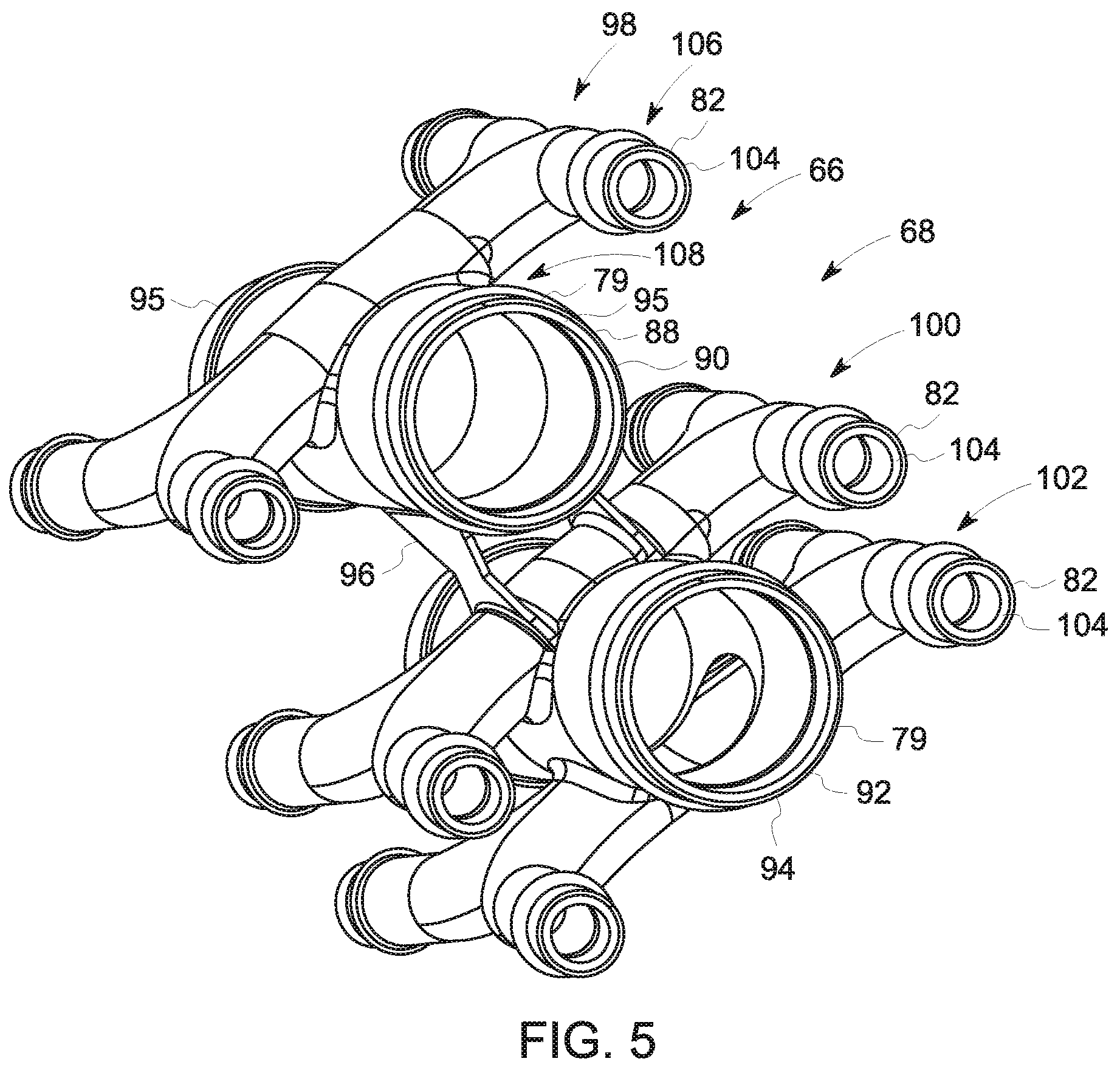 Patent US12092713 Figure 5 – Gradient cooling manifold assembly having additively manufactured manifolds