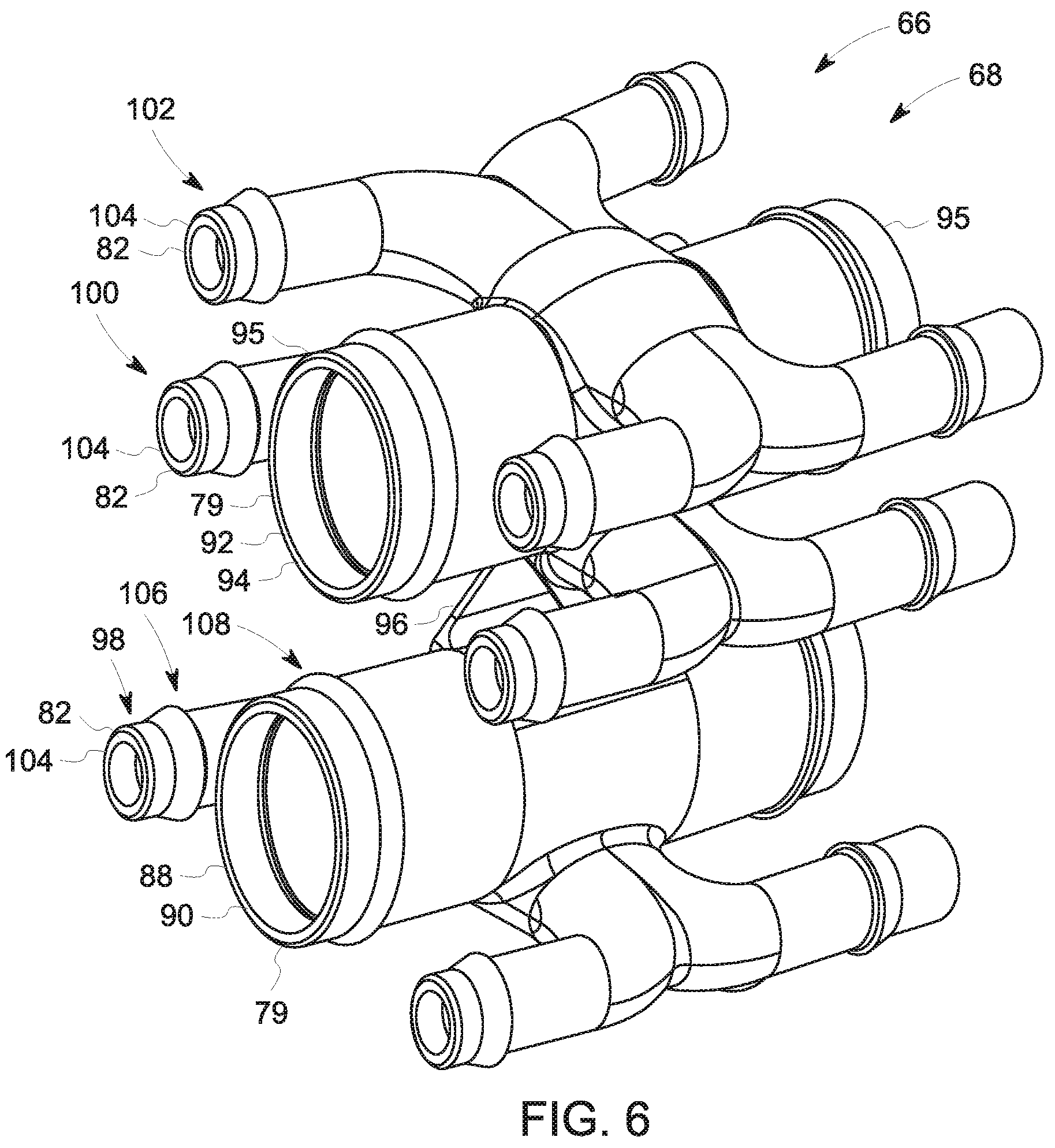 Patent US12092713 Figure 6 – Gradient cooling manifold assembly having additively manufactured manifolds