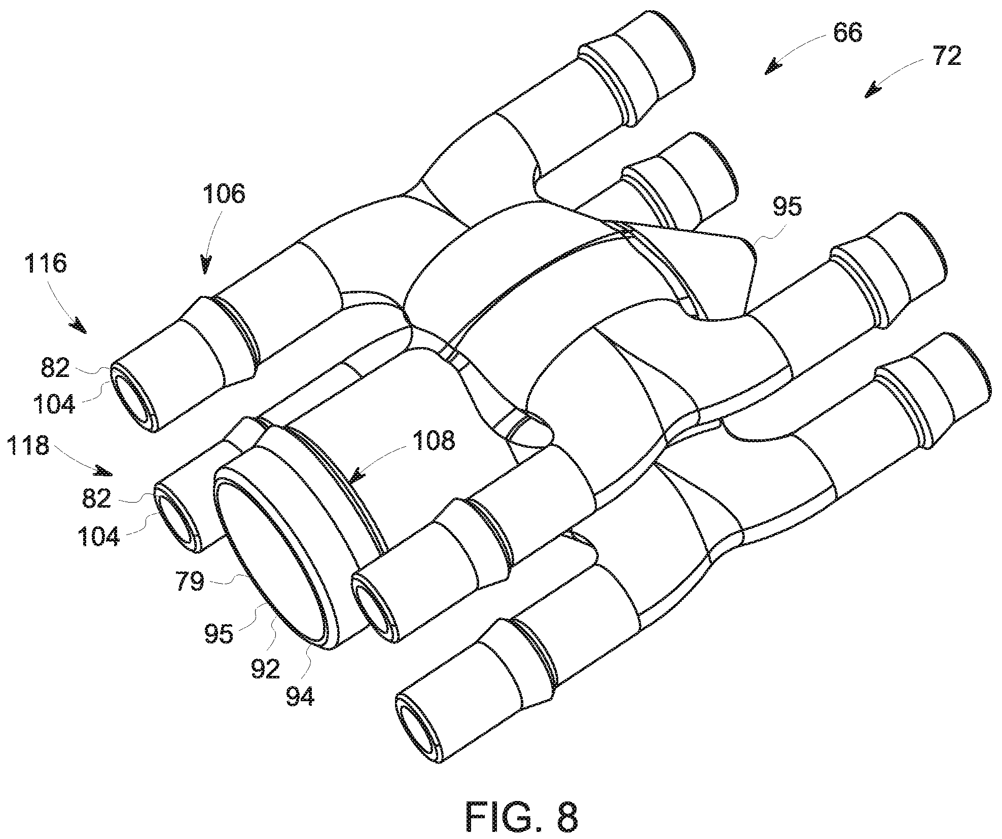 Patent US12092713 Figure 8 – Gradient cooling manifold assembly having additively manufactured manifolds