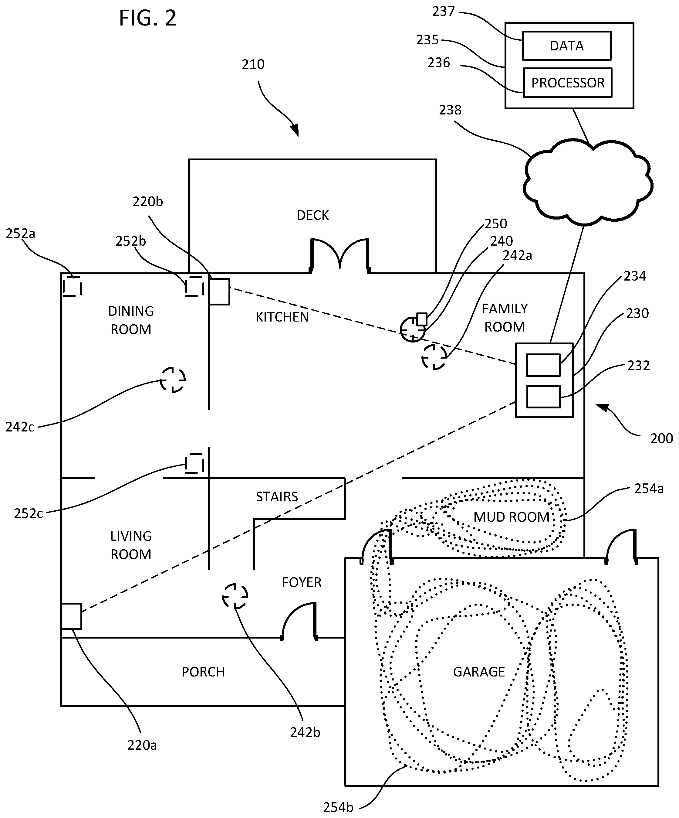 Patent US12092719 Figure 2 – Harmonic wireless signal capture to map a structural environment