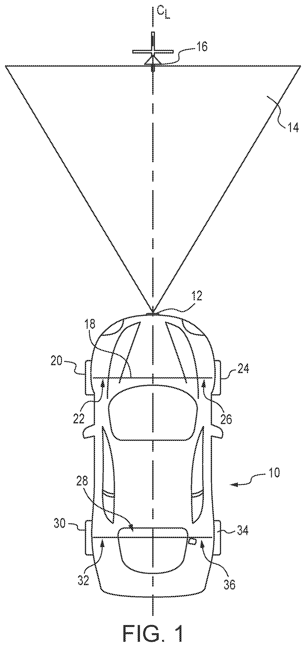 Patent US12092770 Figure 1 – System and apparatus for determining a vehicle centerline