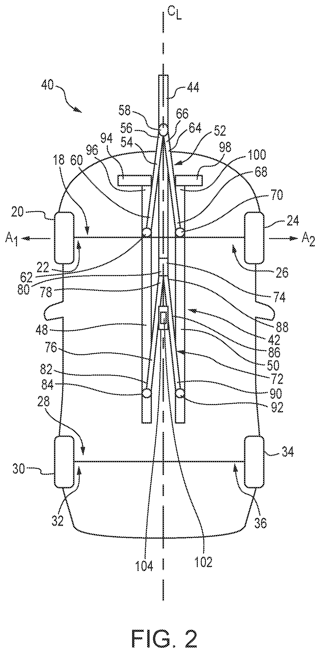 Patent US12092770 Figure 2 – System and apparatus for determining a vehicle centerline