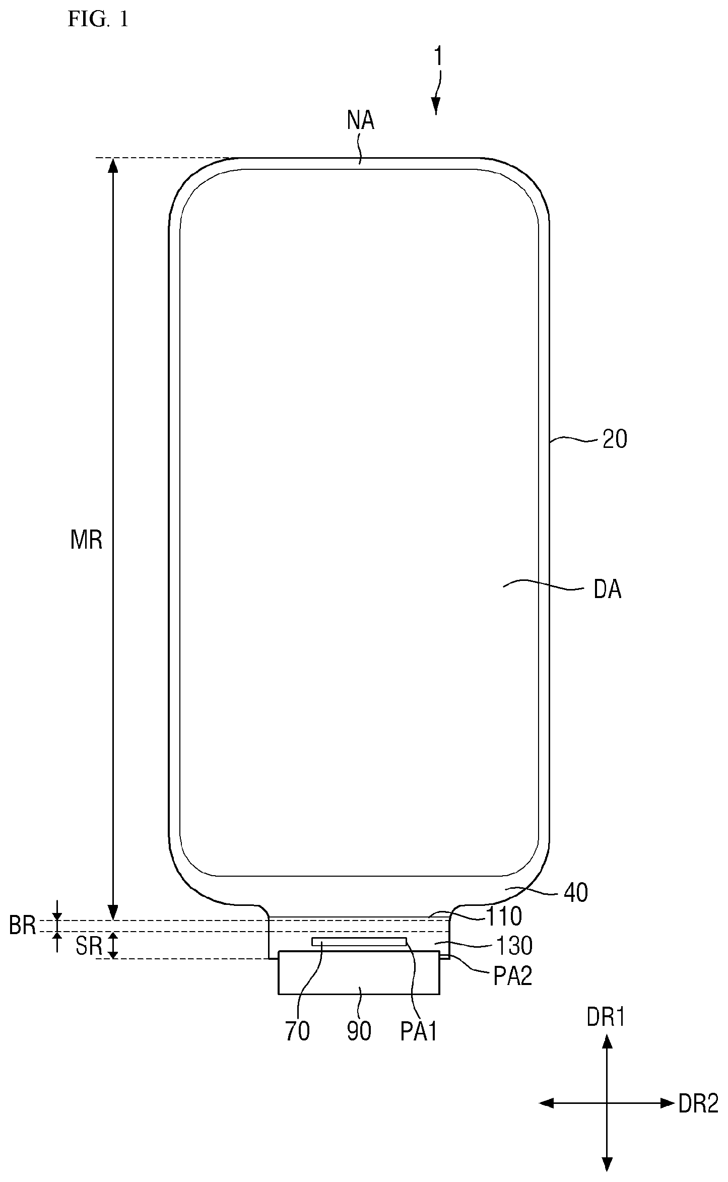 Patent US12092795 Figure 1 – Display device and method of manufacturing the same