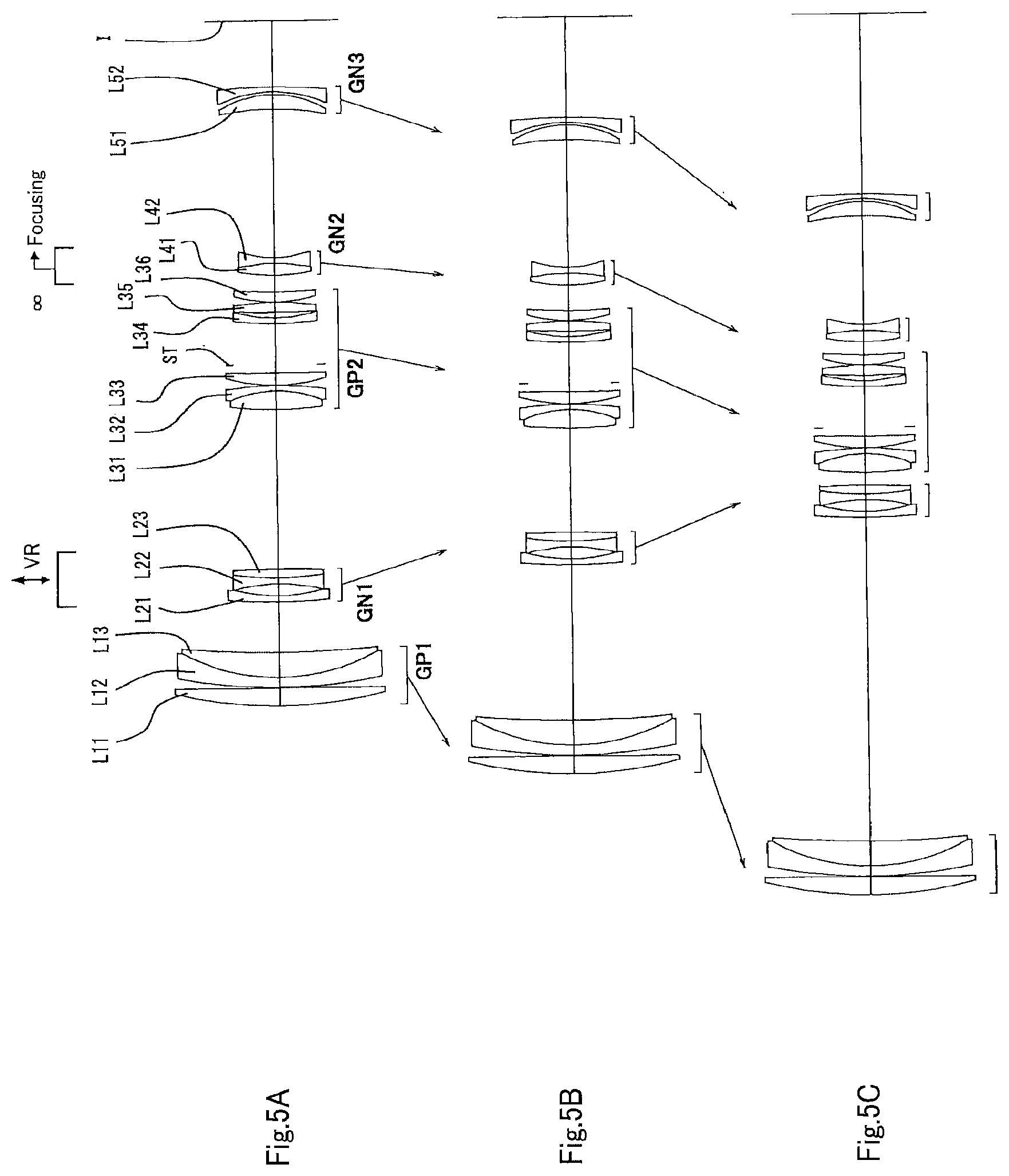 Patent US12092802 Figure 5 – Variable magnification optical system, optical equipment, and method for producing variable magnification optical system