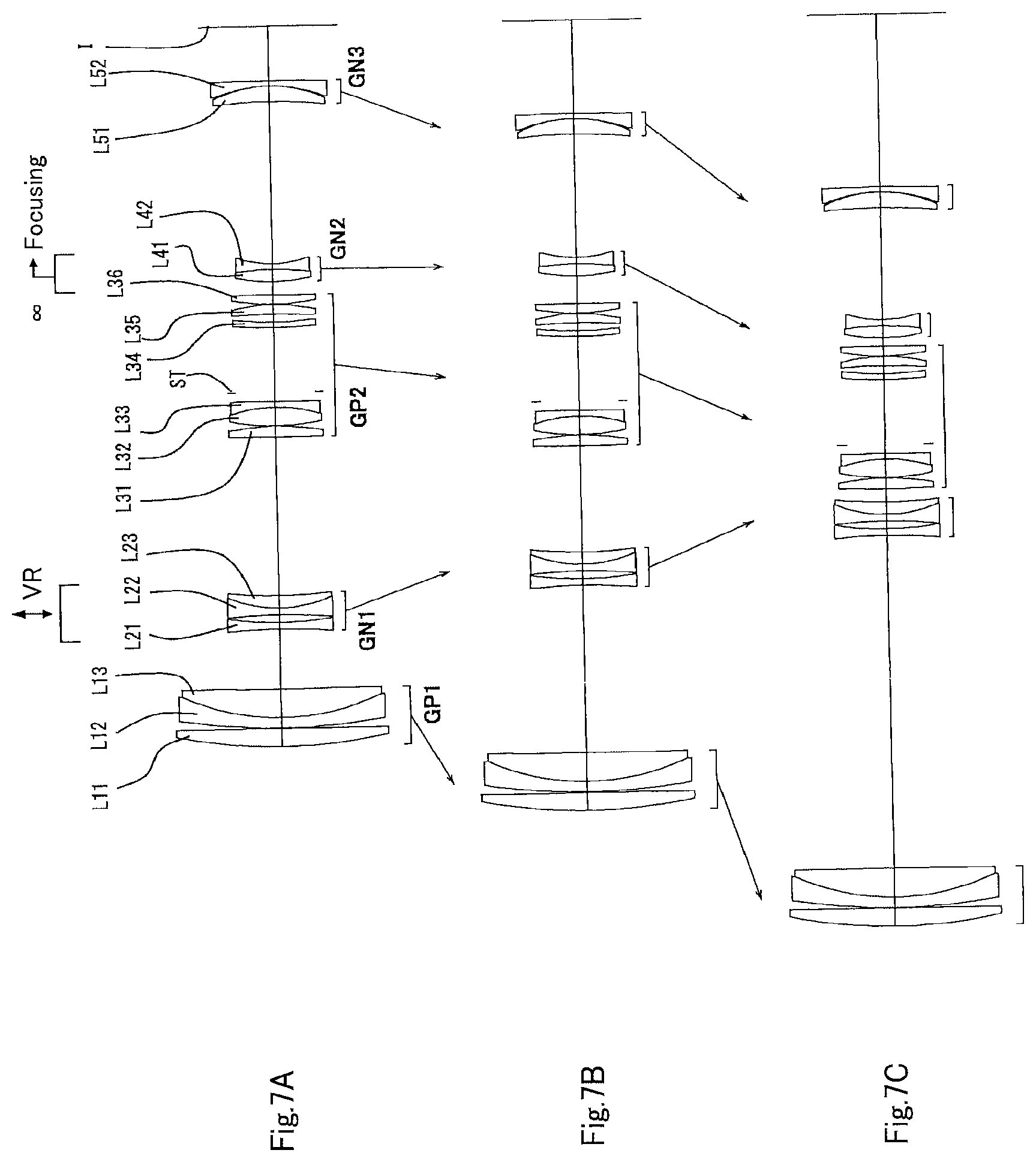 Patent US12092802 Figure 7 – Variable magnification optical system, optical equipment, and method for producing variable magnification optical system