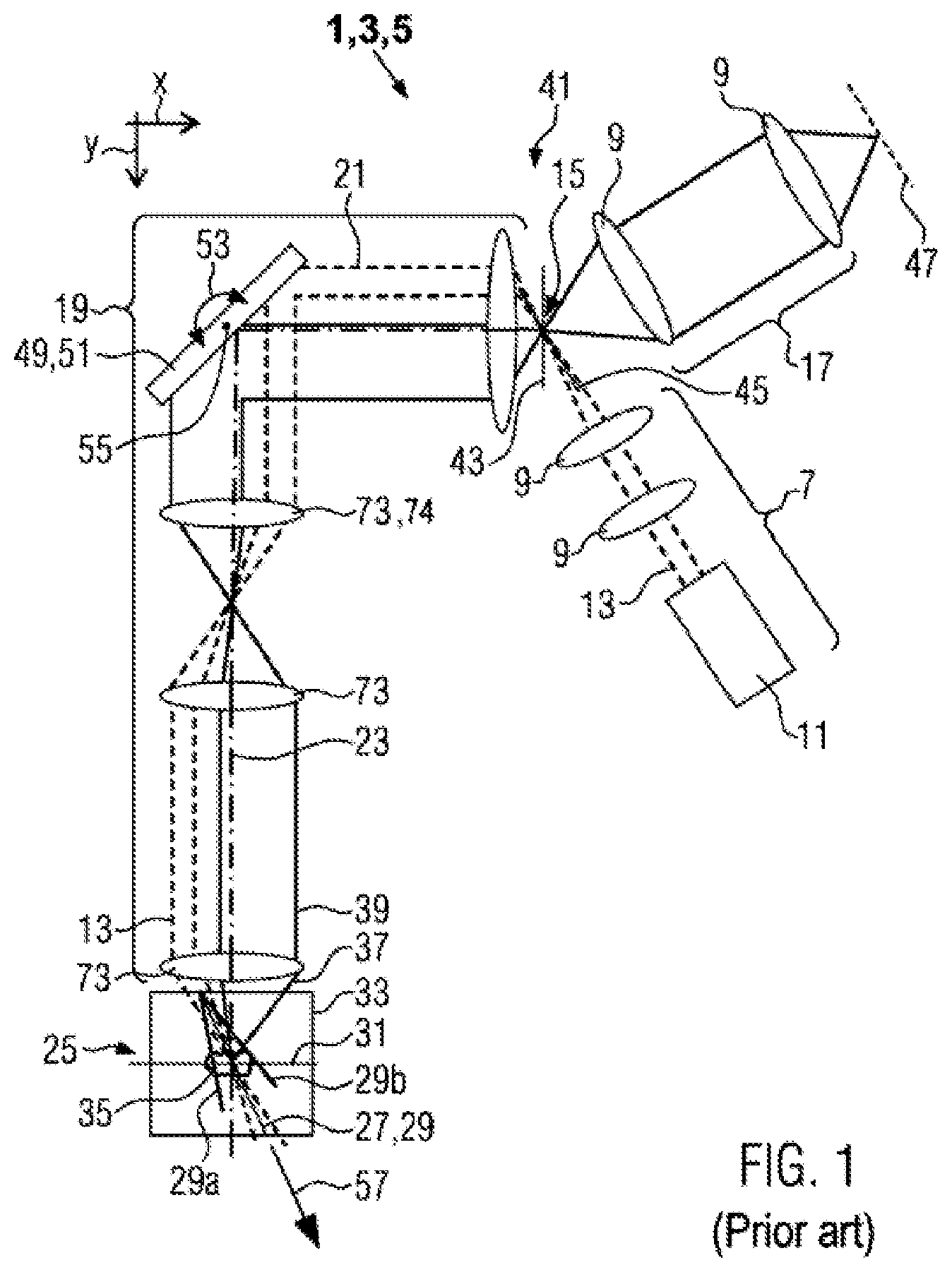 Patent US12092807 Figure 1 – Optical system with a tilted illumination plane and method for illuminating a sample volume in an optical system with a tilted illumination plane