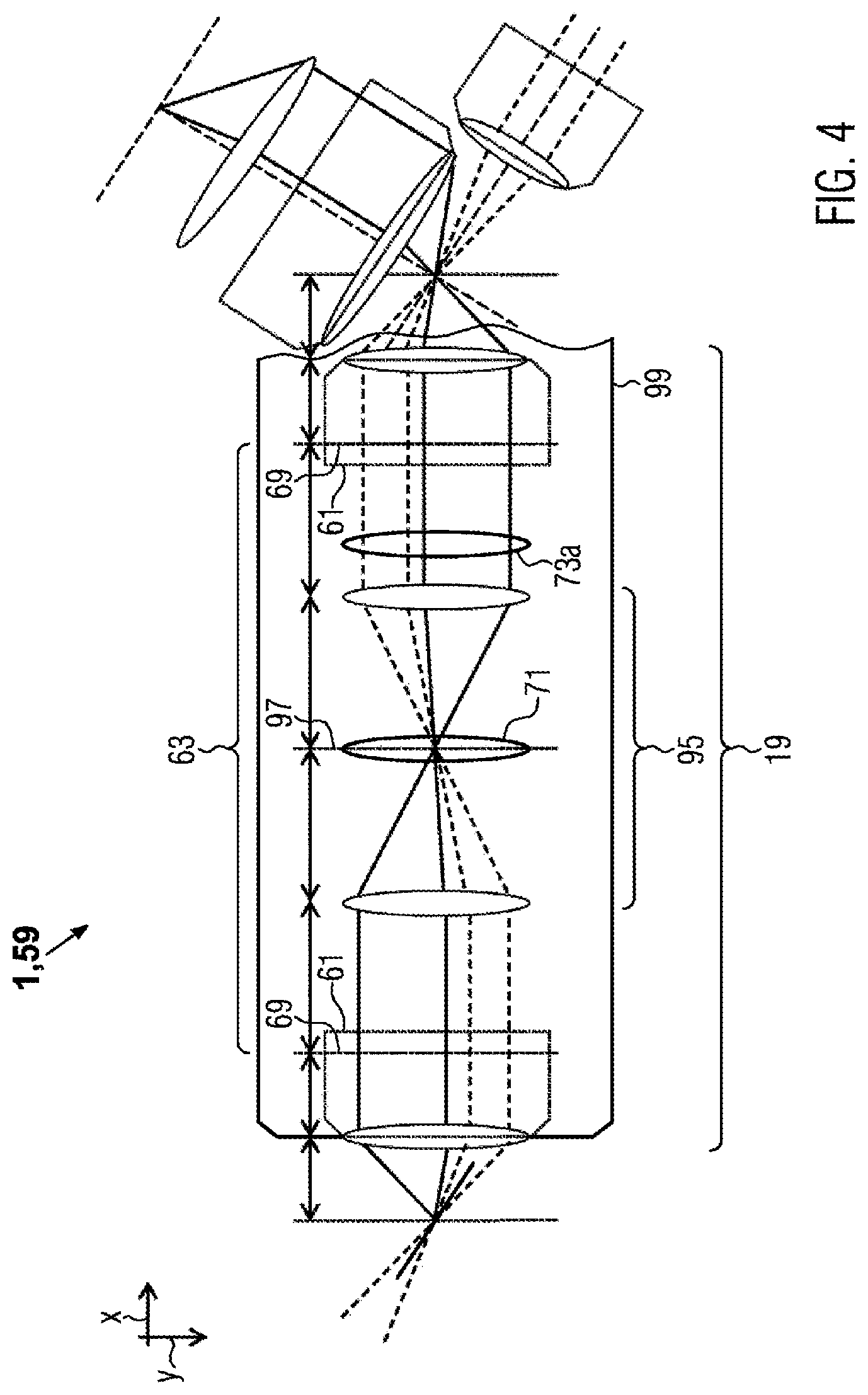 Patent US12092807 Figure 4 – Optical system with a tilted illumination plane and method for illuminating a sample volume in an optical system with a tilted illumination plane