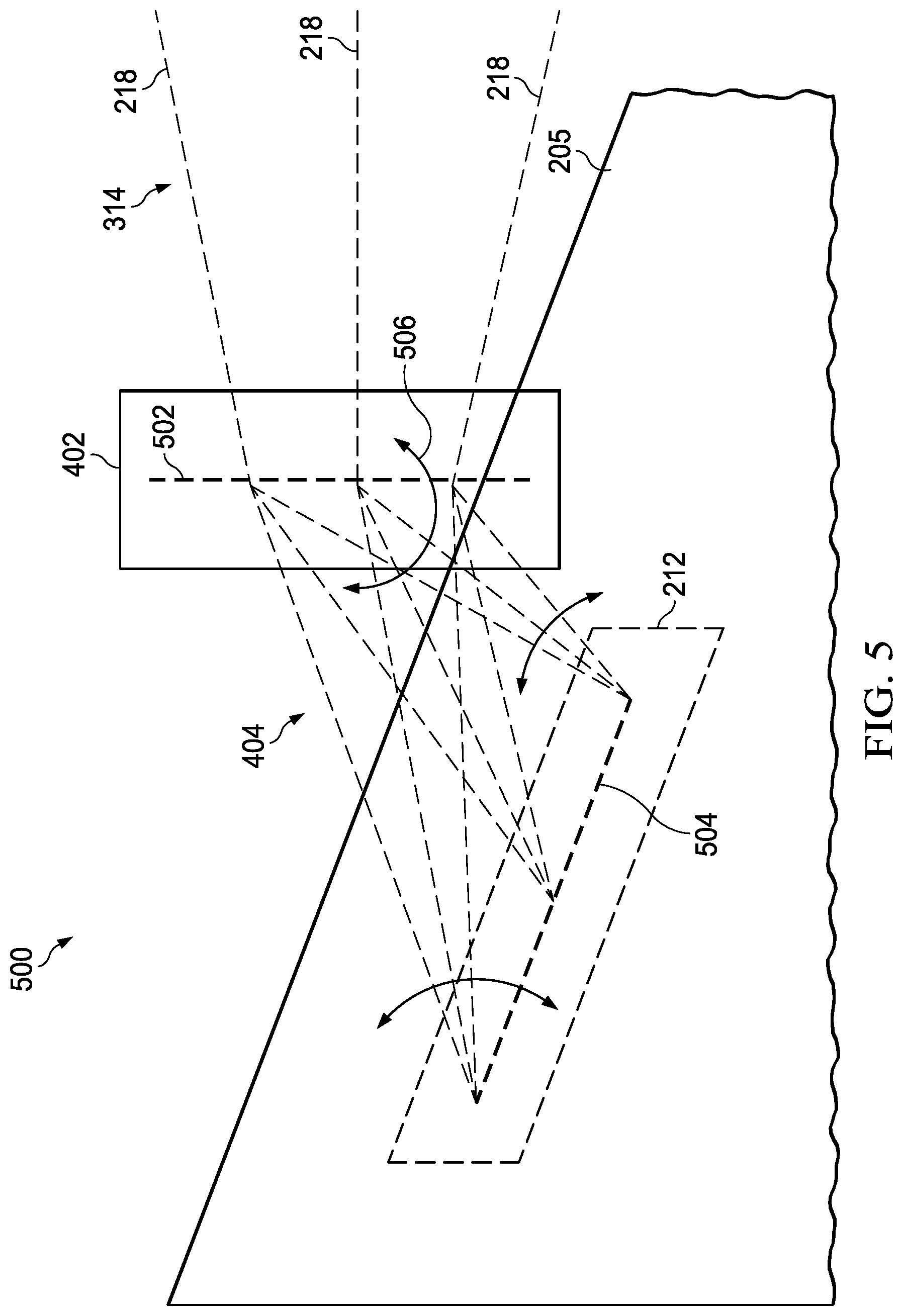 Patent US12092823 Figure 5 – Systems, devices, and methods for inputting light from a scanning laser projector into a waveguide