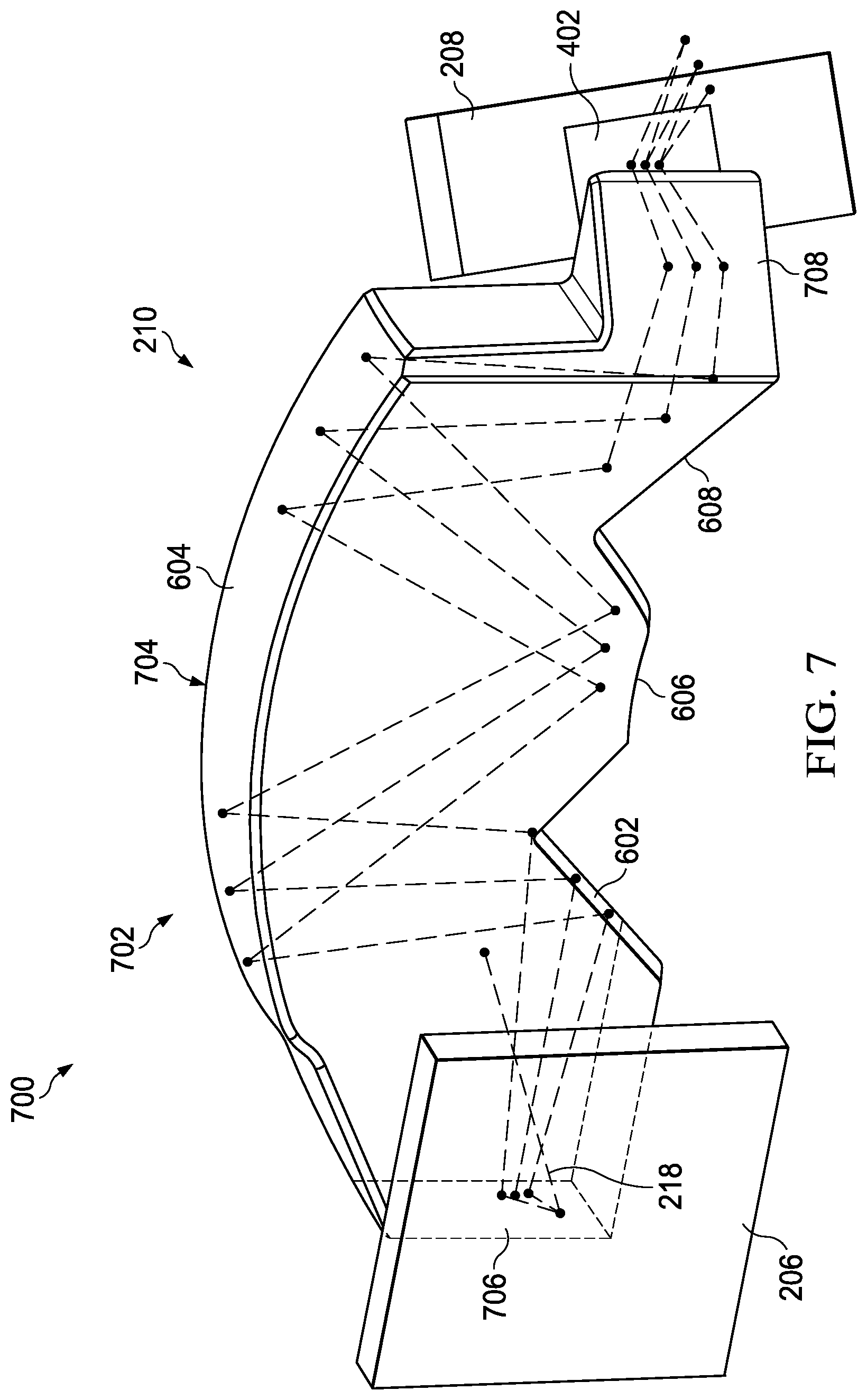 Patent US12092823 Figure 7 – Systems, devices, and methods for inputting light from a scanning laser projector into a waveguide