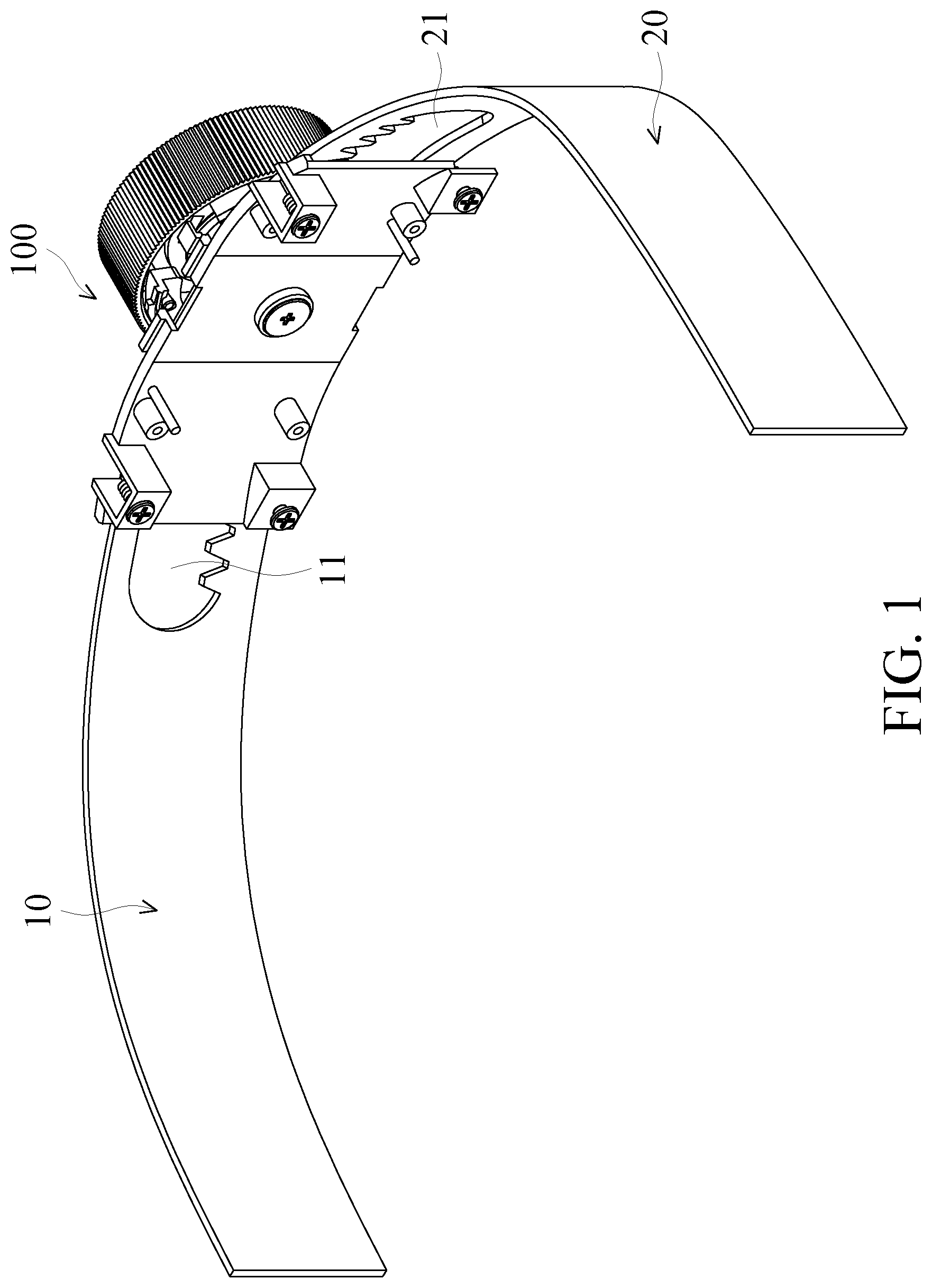 Patent US12092832 Figure 1 – Device for adjusting degree of tightness and head-mounted display including the same