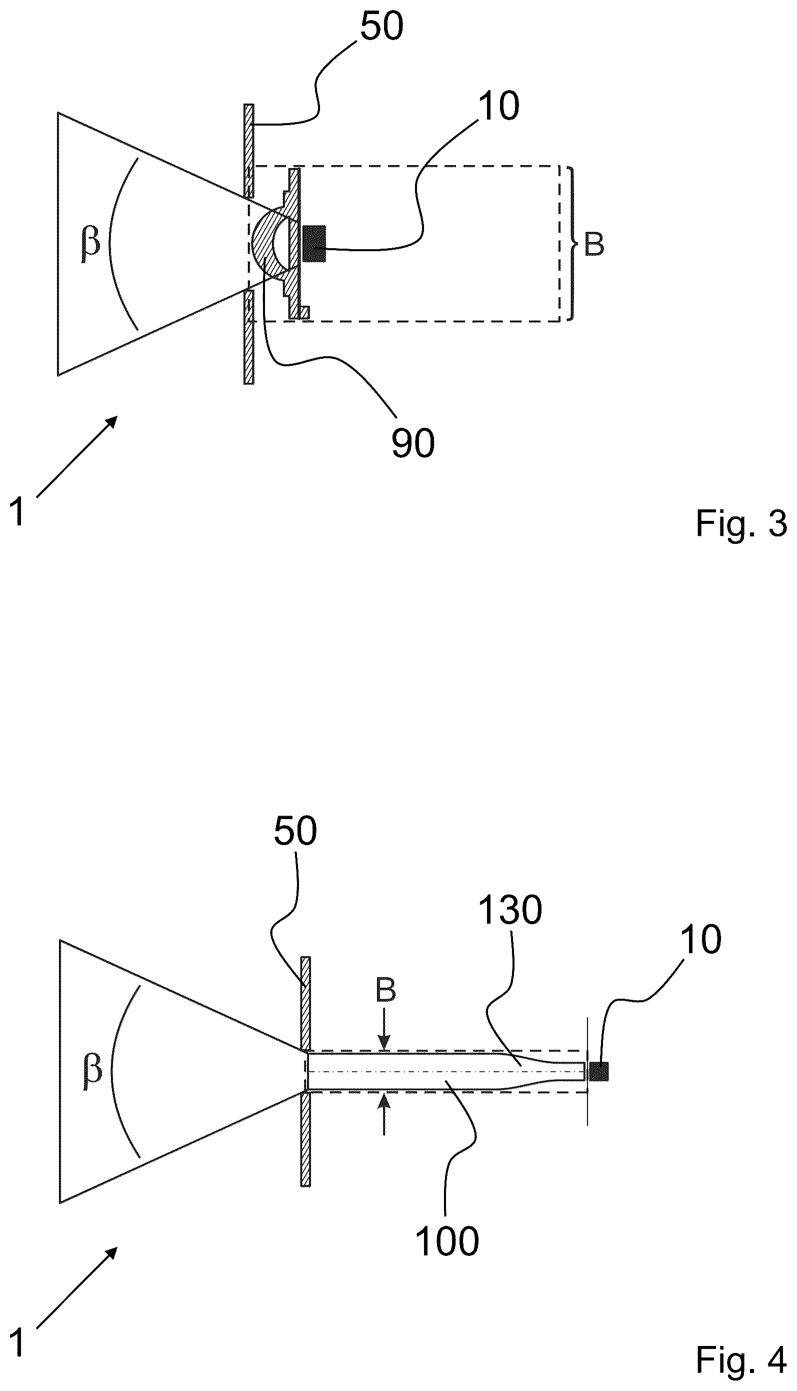 Patent US12092851 Figure 2 – Lighting device with a plurality of light guiding elements with increasing cross-sectional area to reduce divergency