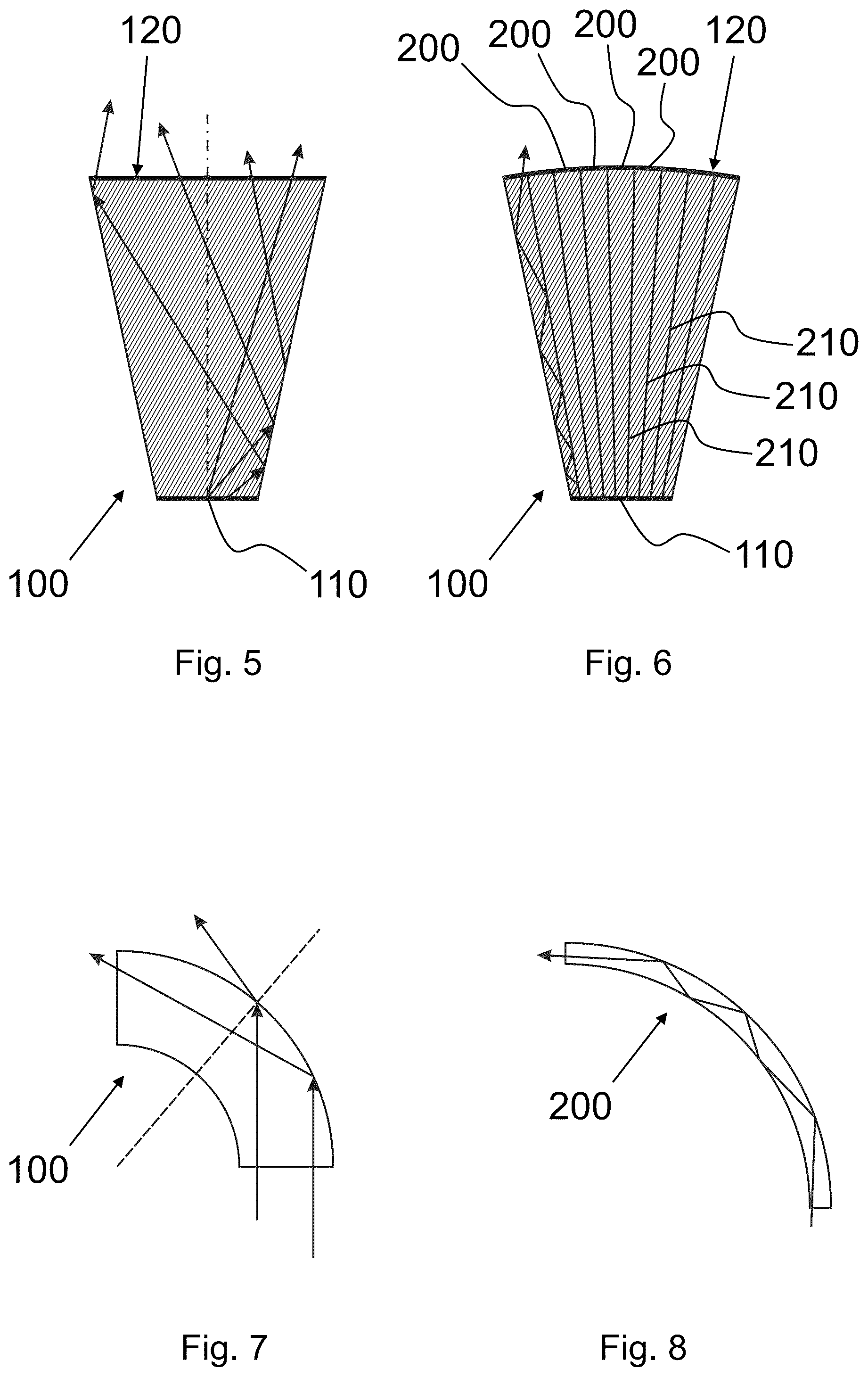 Patent US12092851 Figure 3 – Lighting device with a plurality of light guiding elements with increasing cross-sectional area to reduce divergency