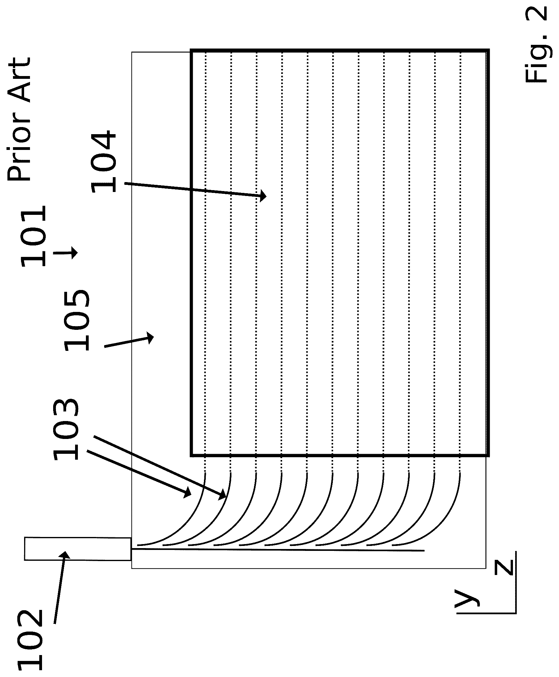 Patent US12092852 Figure 2 – Optical device having fan-out waveguides and bus waveguide
