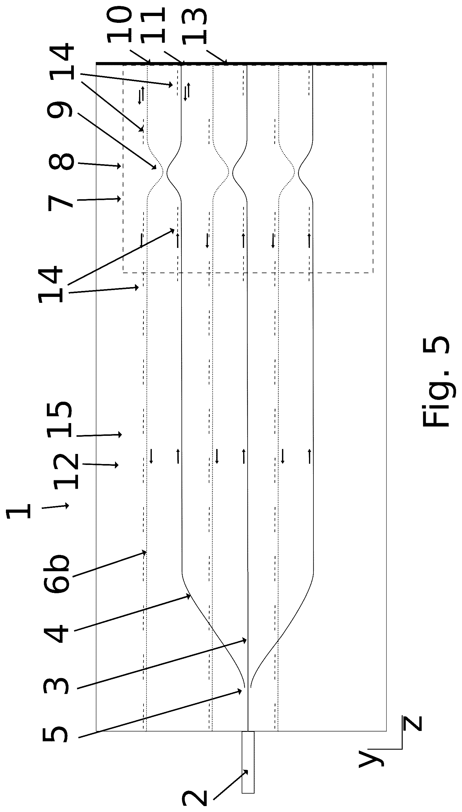 Patent US12092852 Figure 5 – Optical device having fan-out waveguides and bus waveguide