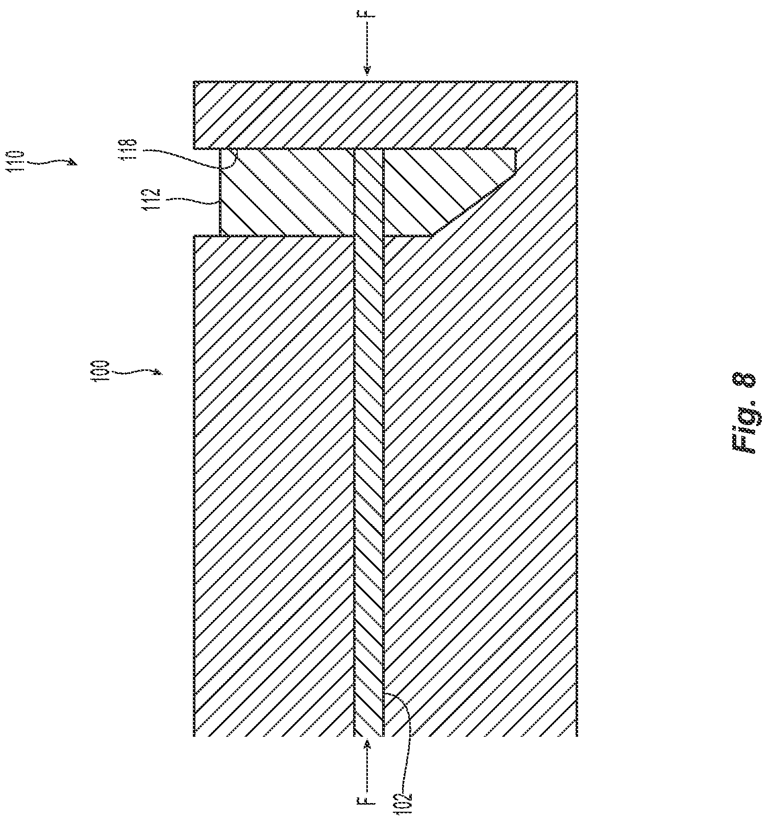Patent US12092877 Figure 8 – Fiber optic ferrule and method for terminating a fiber optic ferrule to prevent delamination