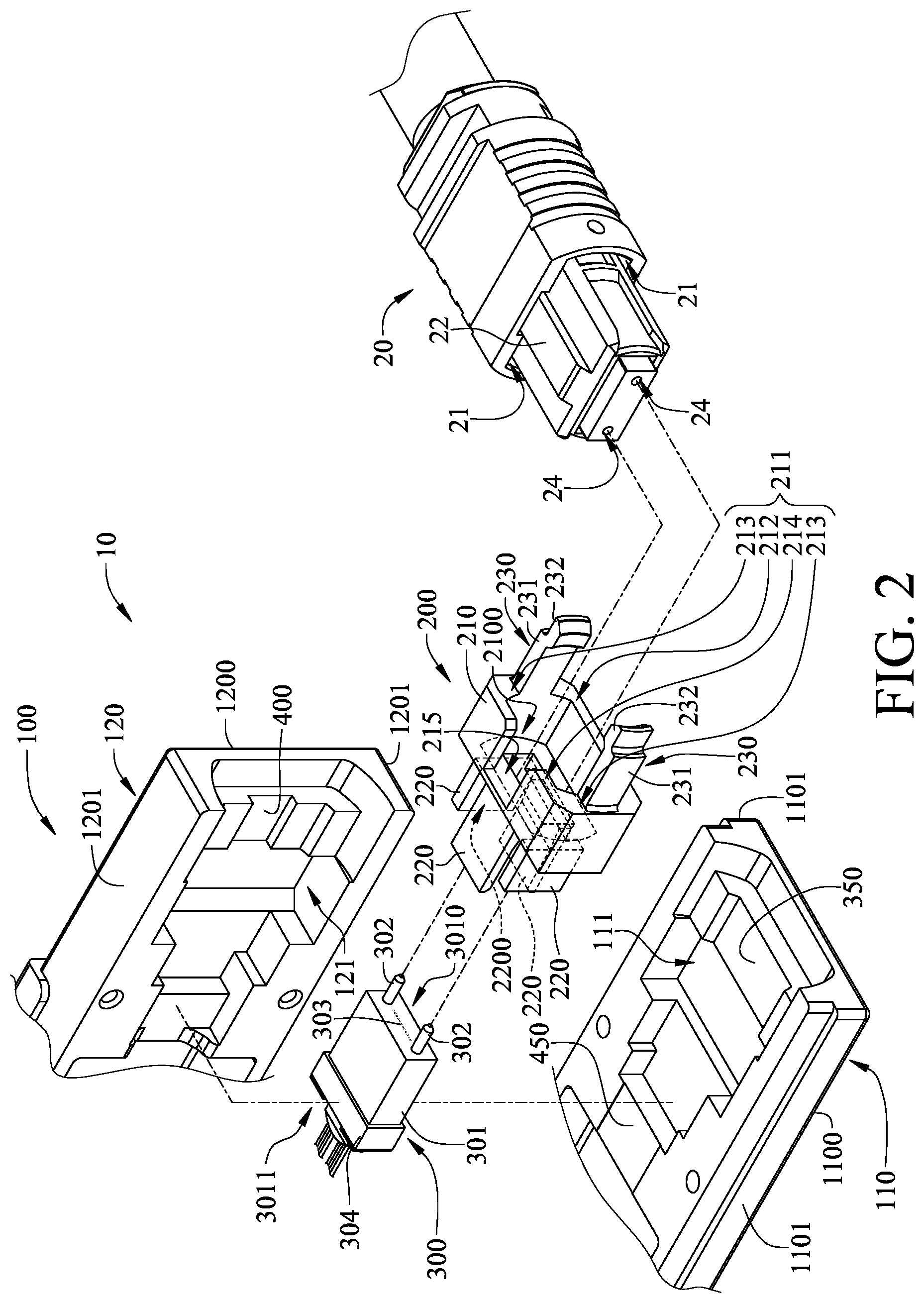 Patent US12092884 Figure 2 – Optical transceiver including connector coupler with elastic holding arm for holding connector