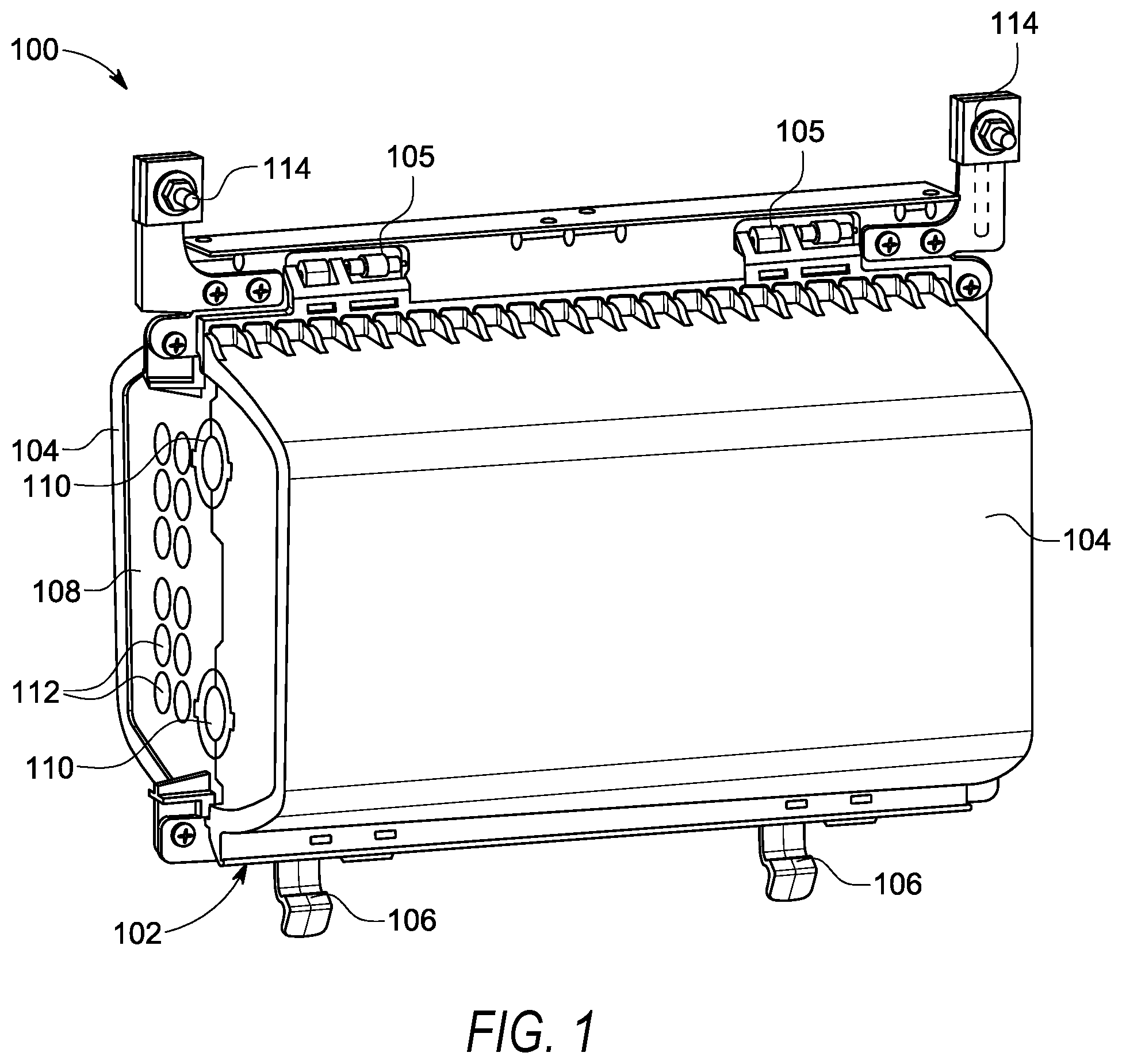 Patent US12092885 Figure 1 – Optical fiber distribution systems and components
