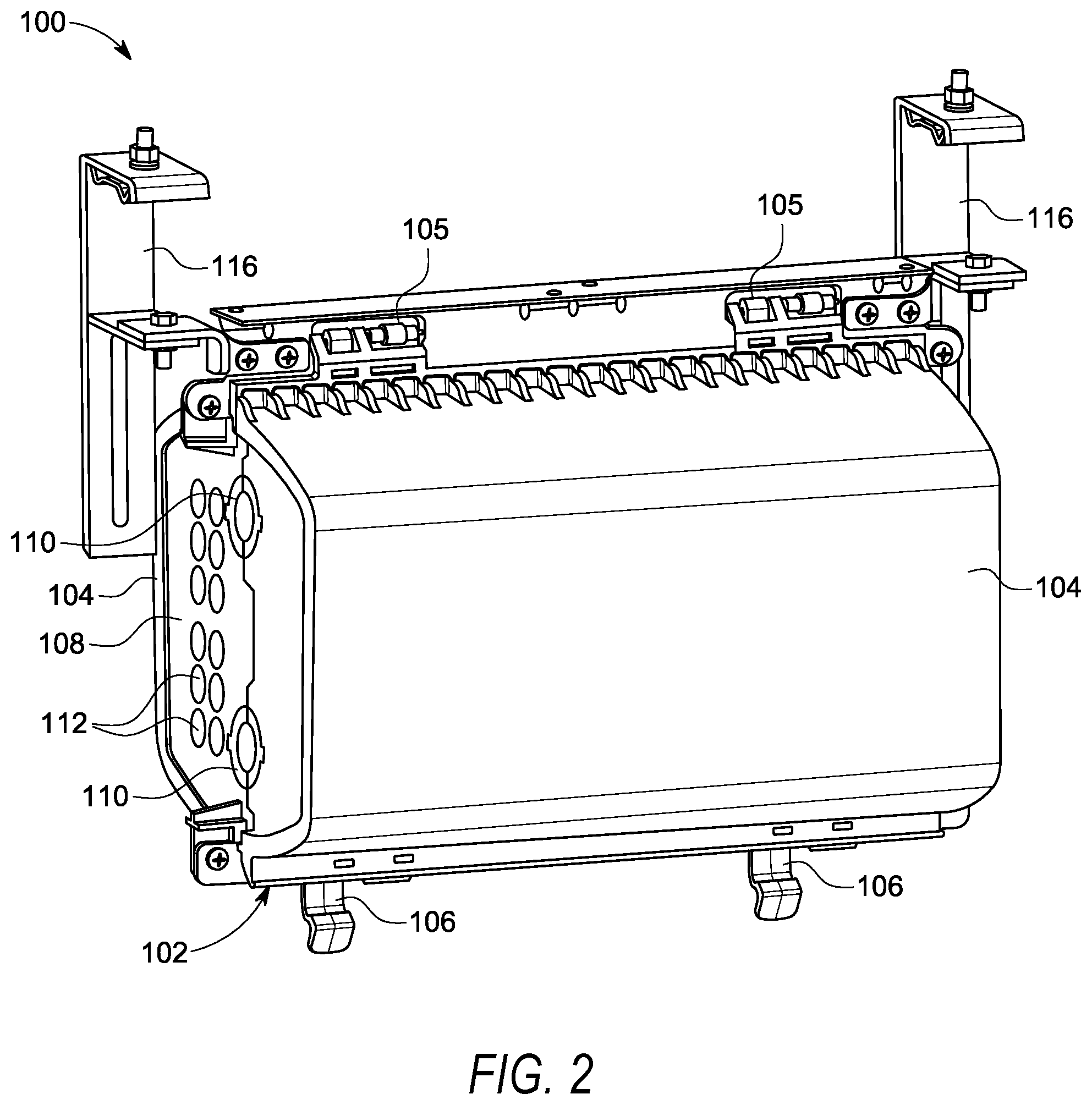 Patent US12092885 Figure 2 – Optical fiber distribution systems and components