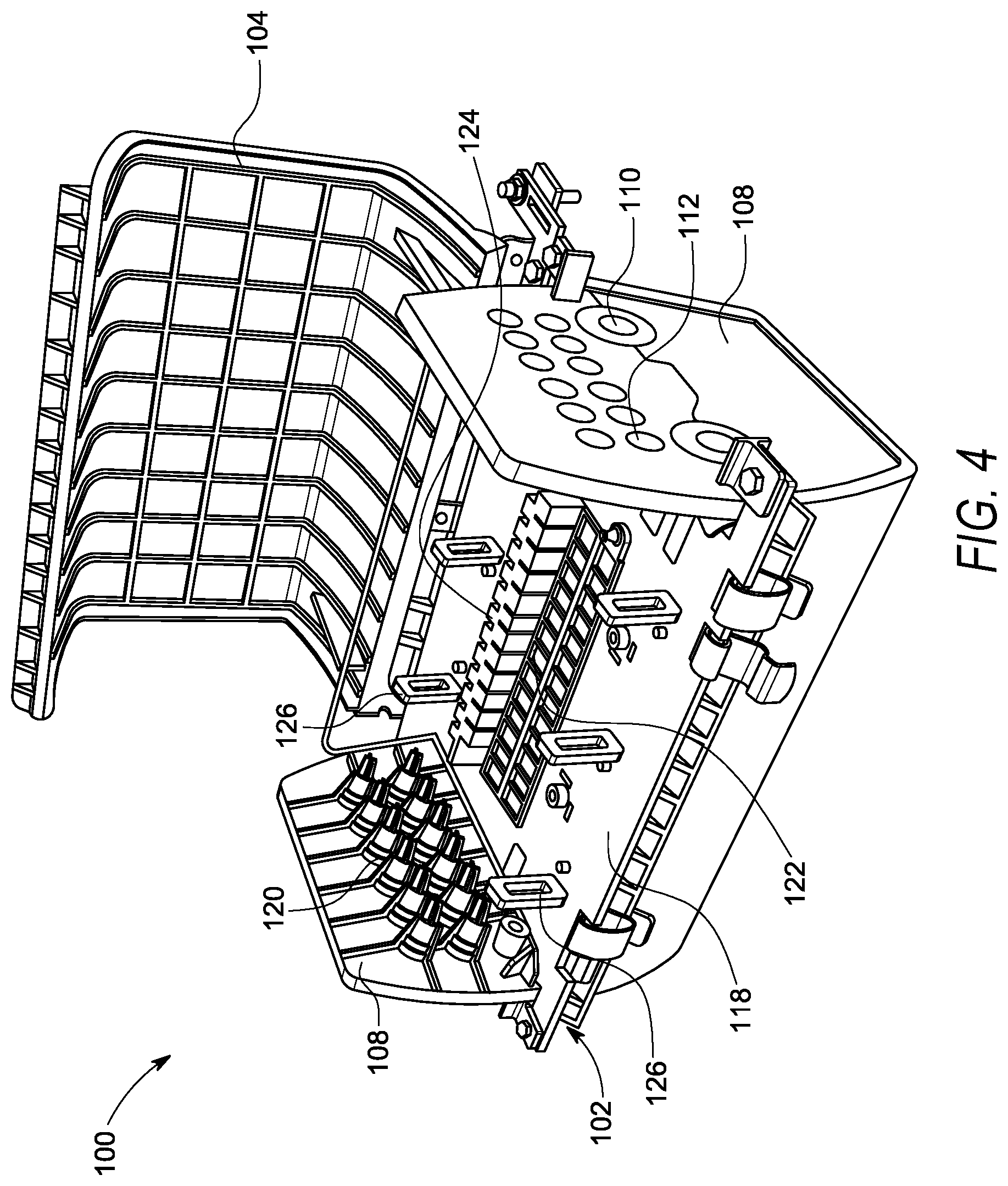 Patent US12092885 Figure 4 – Optical fiber distribution systems and components