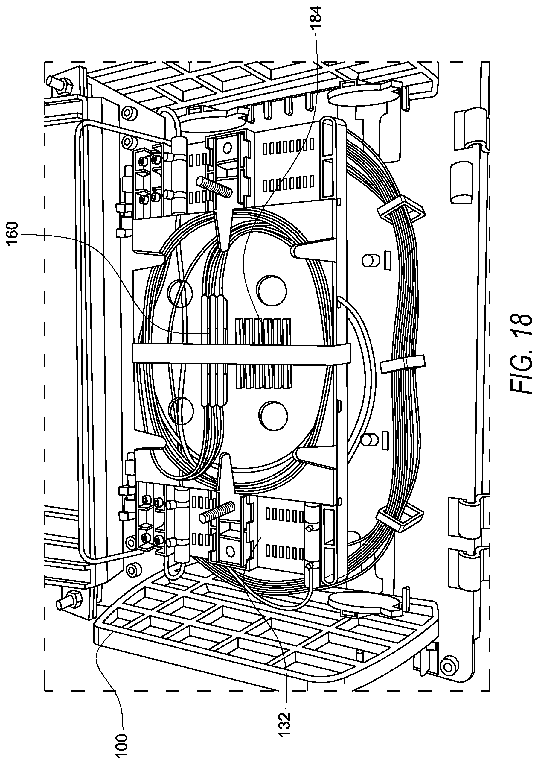 Patent US12092885 Figure 18 – Optical fiber distribution systems and components