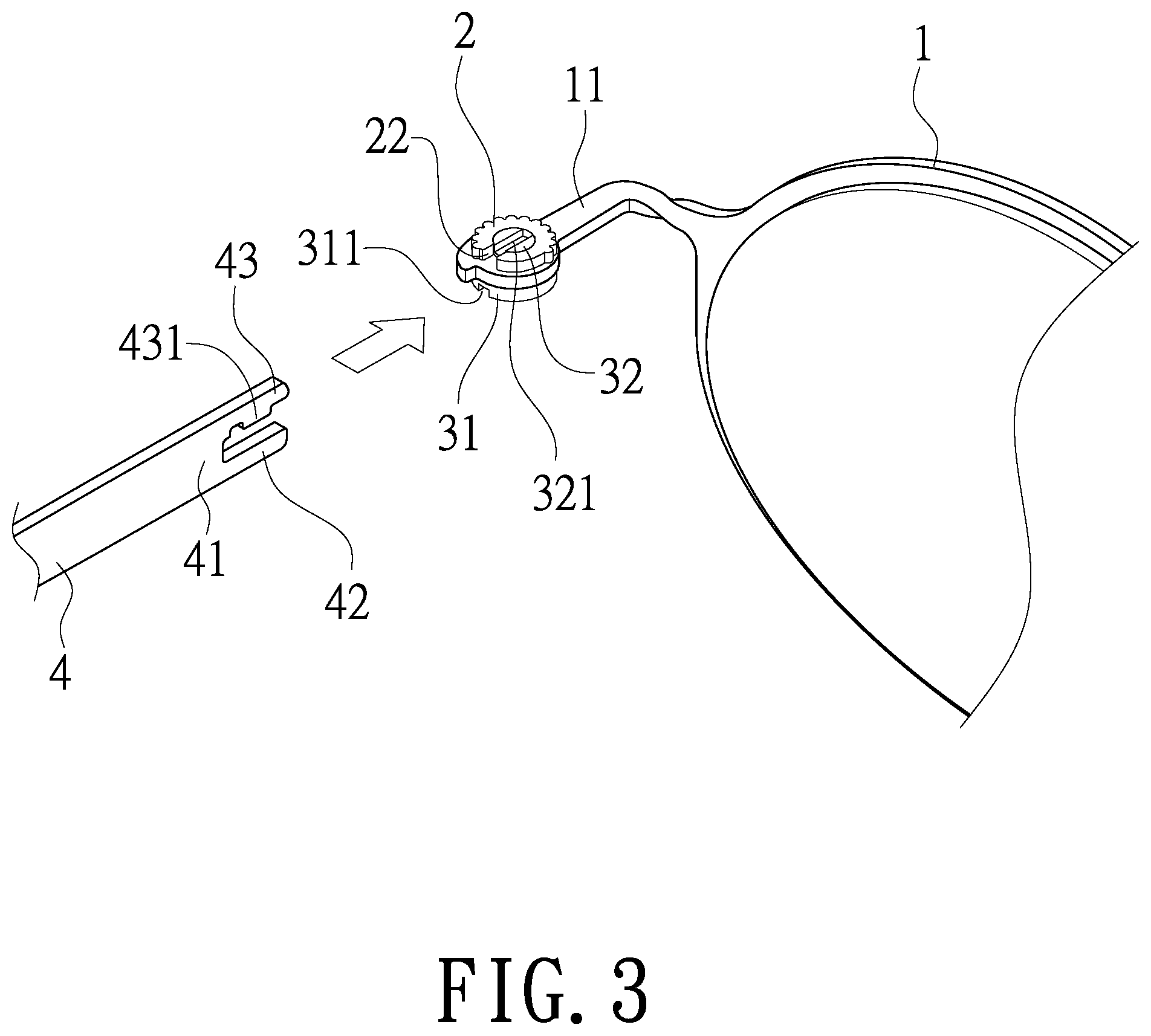 Patent US12092901 Figure 3 – Eyeglasses assembly structure