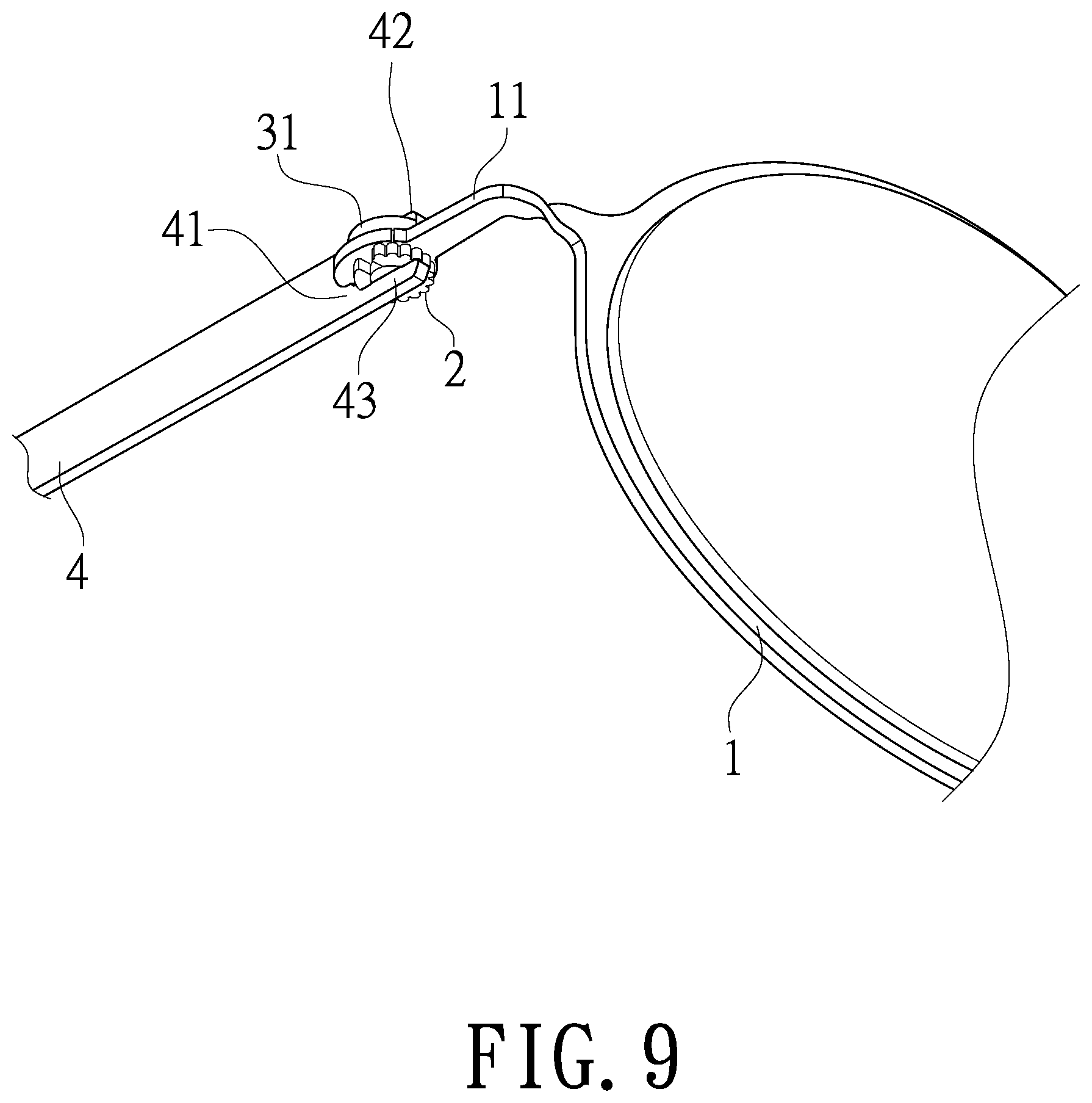 Patent US12092901 Figure 9 – Eyeglasses assembly structure