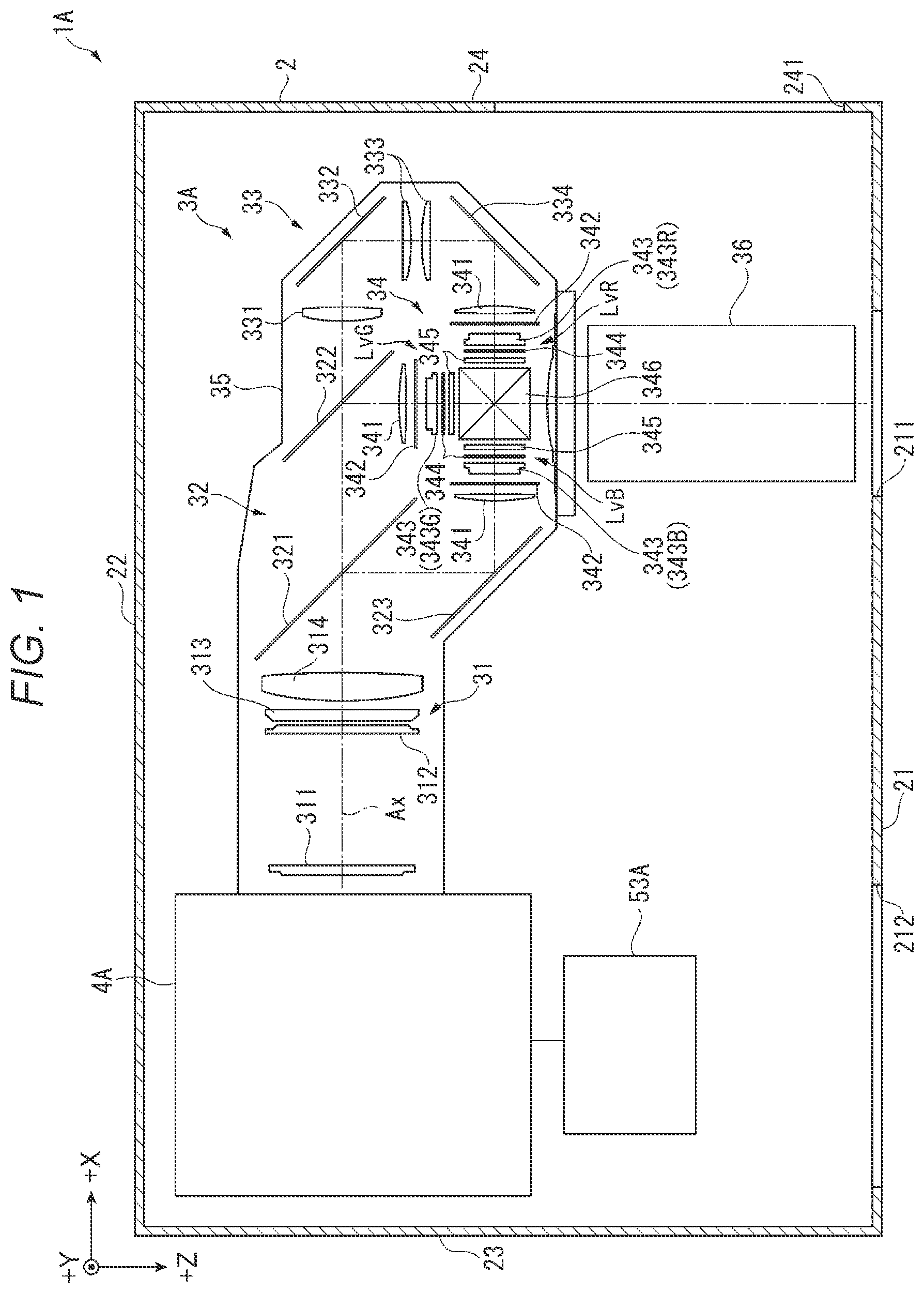 Patent US12092947 Figure 1 – Light source device and projector
