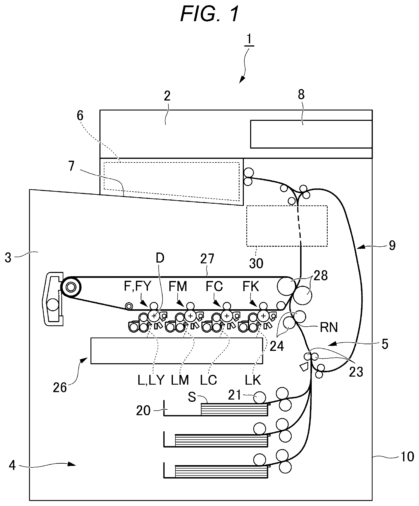 Patent US12092977 Figure 1 – Fixing device with contact portions having different contact areas
