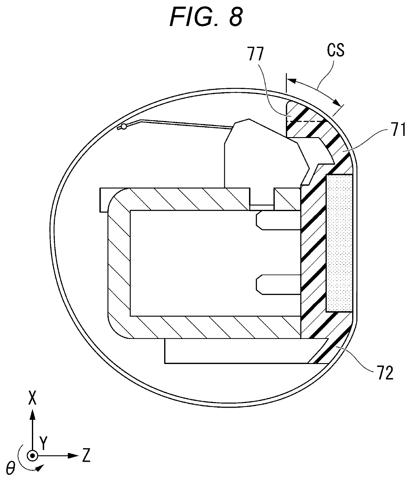 Patent US12092977 Figure 8 – Fixing device with contact portions having different contact areas