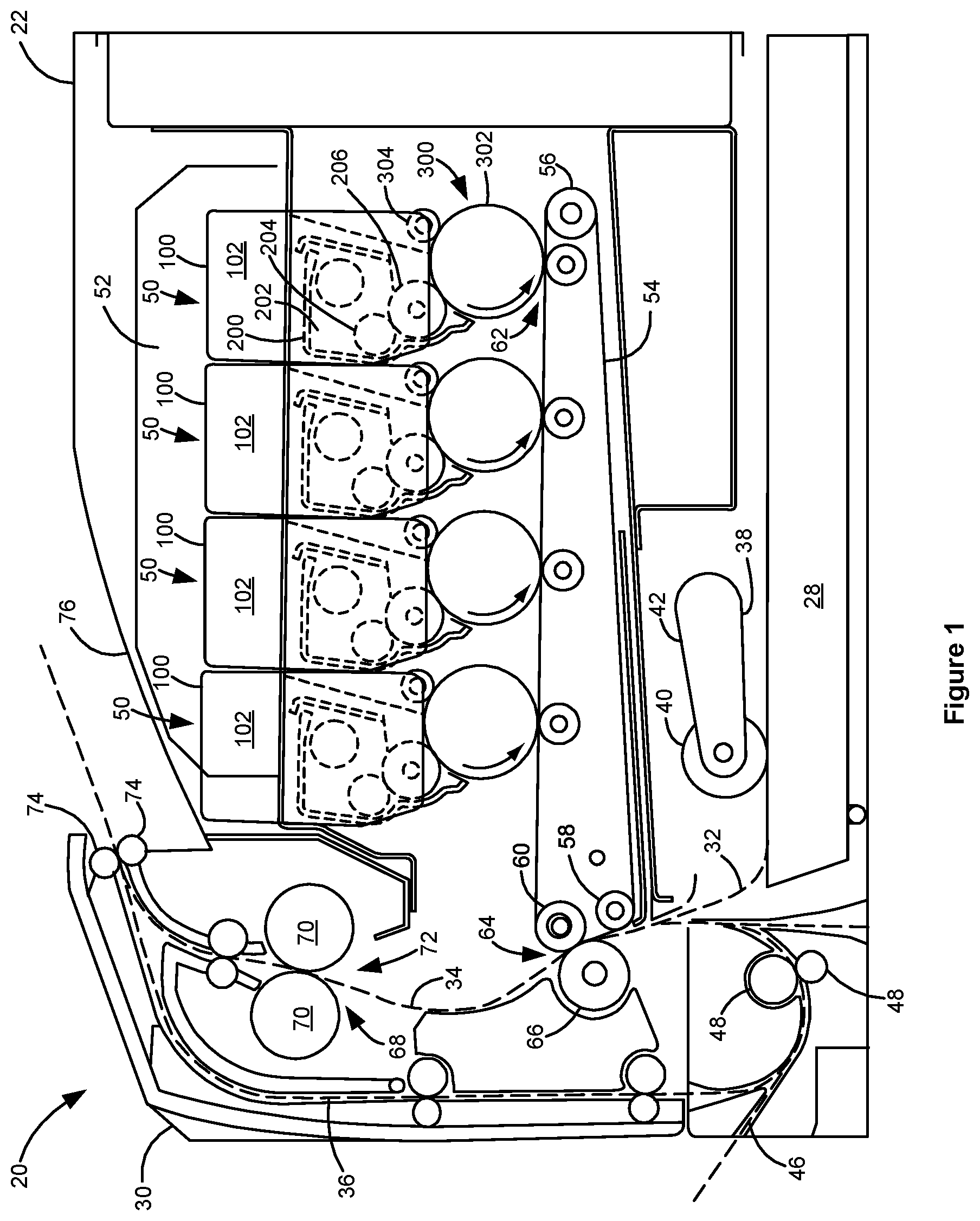 Patent US12092990 Figure 1 – Toner containers having electrical connectors of different positions