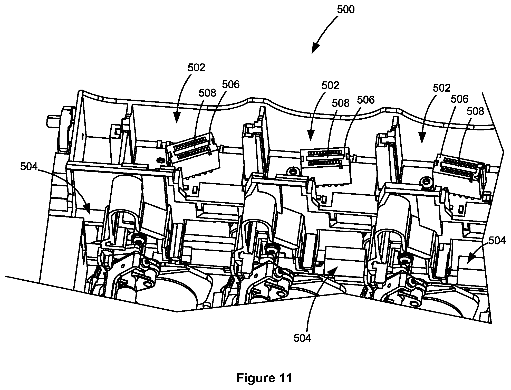 Patent US12092990 Figure 9 – Toner containers having electrical connectors of different positions