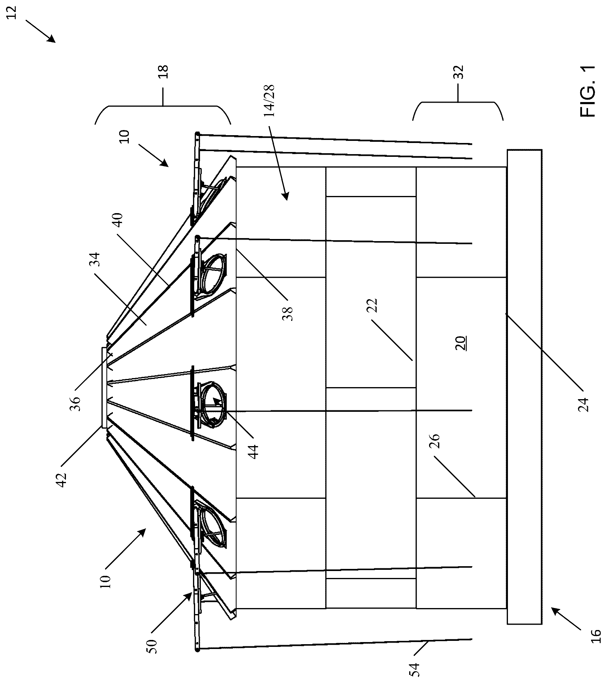 Patent US12096723 Figure 1 – Self-opening airtight roof vent system for grain storage devices