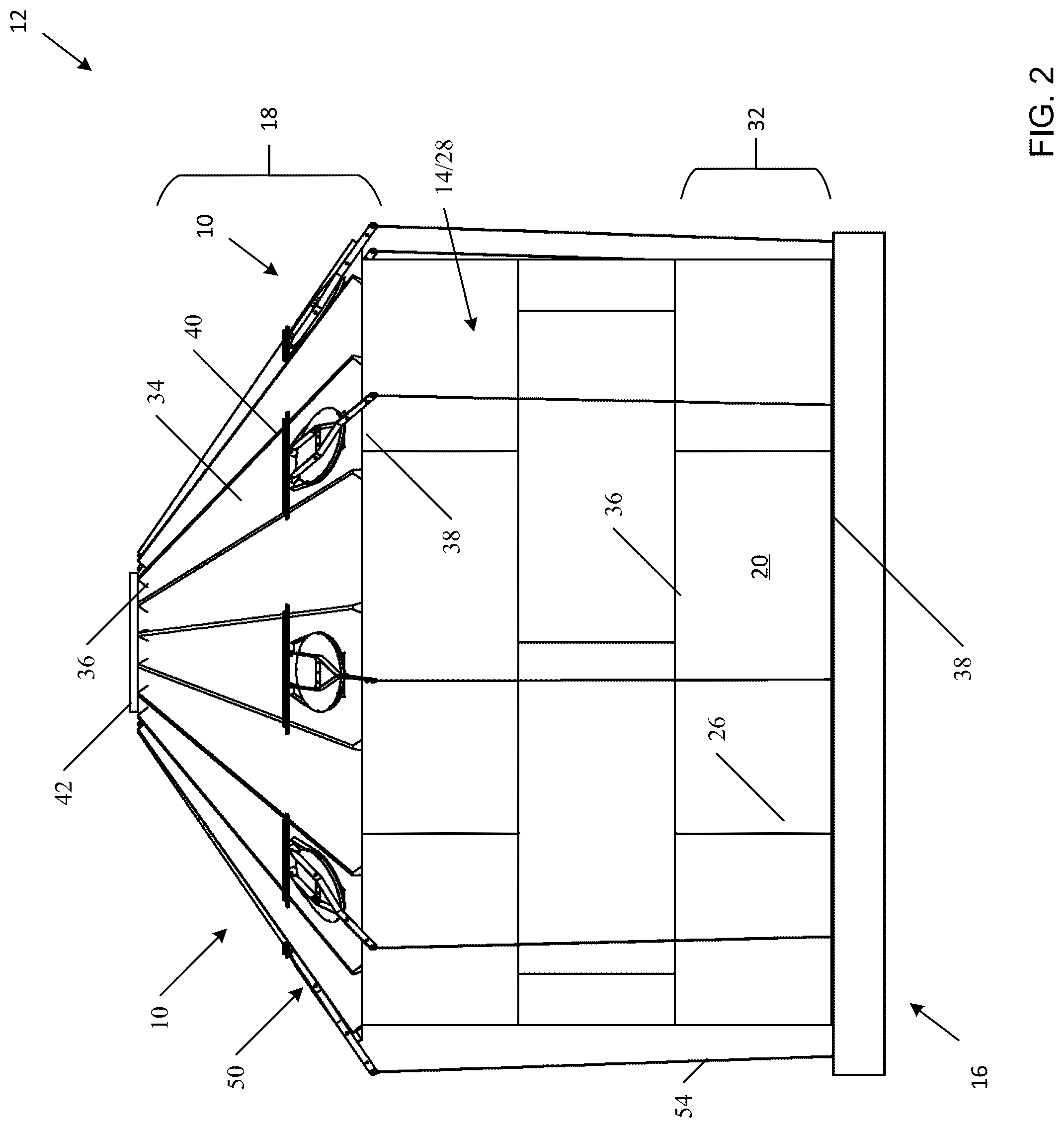 Patent US12096723 Figure 2 – Self-opening airtight roof vent system for grain storage devices