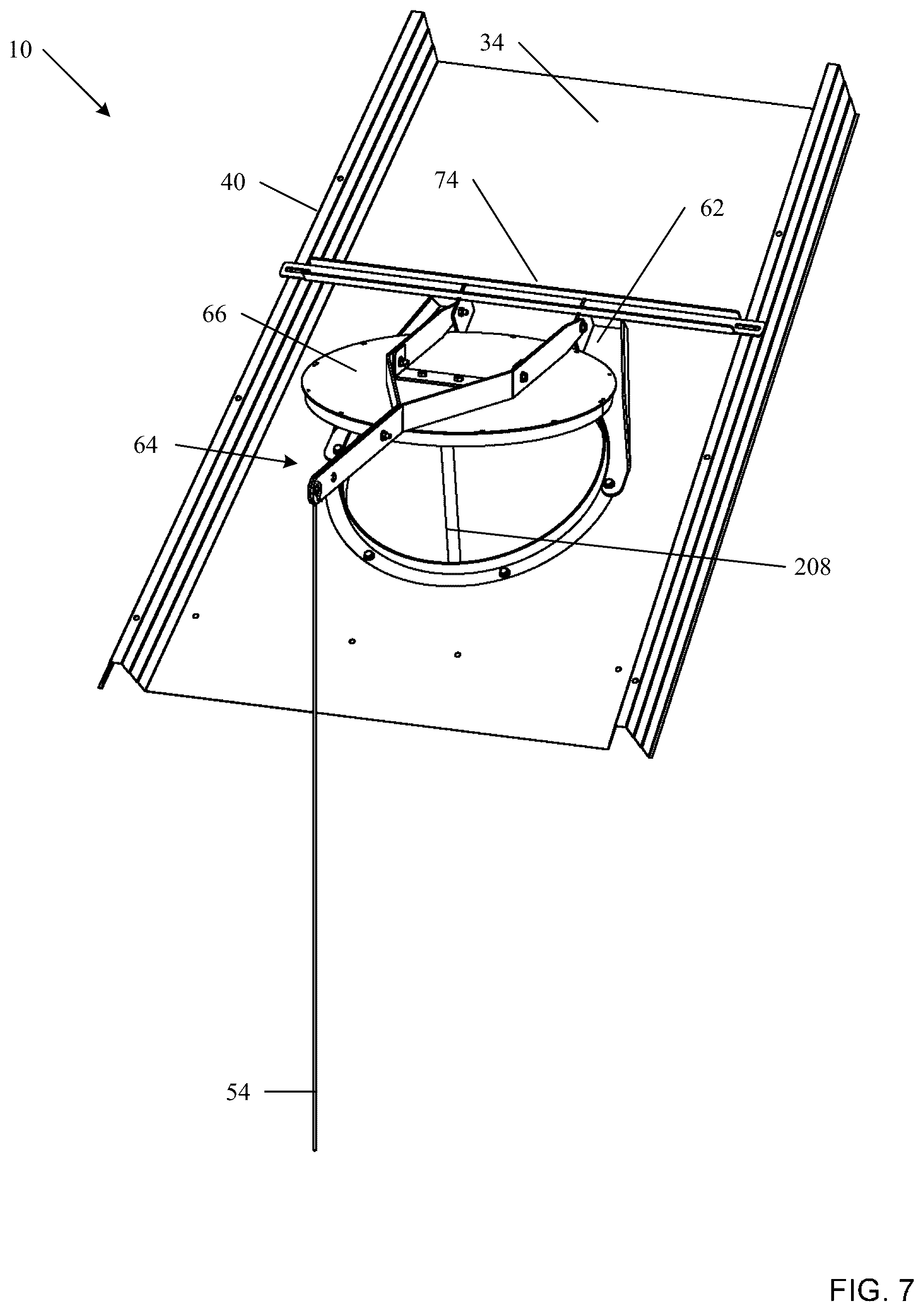 Patent US12096723 Figure 7 – Self-opening airtight roof vent system for grain storage devices