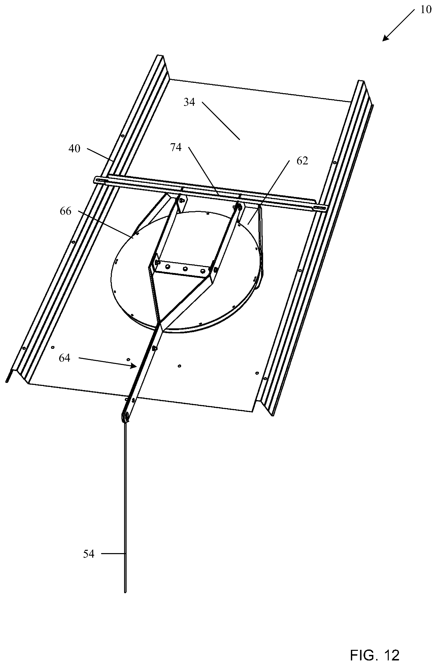 Patent US12096723 Figure 12 – Self-opening airtight roof vent system for grain storage devices