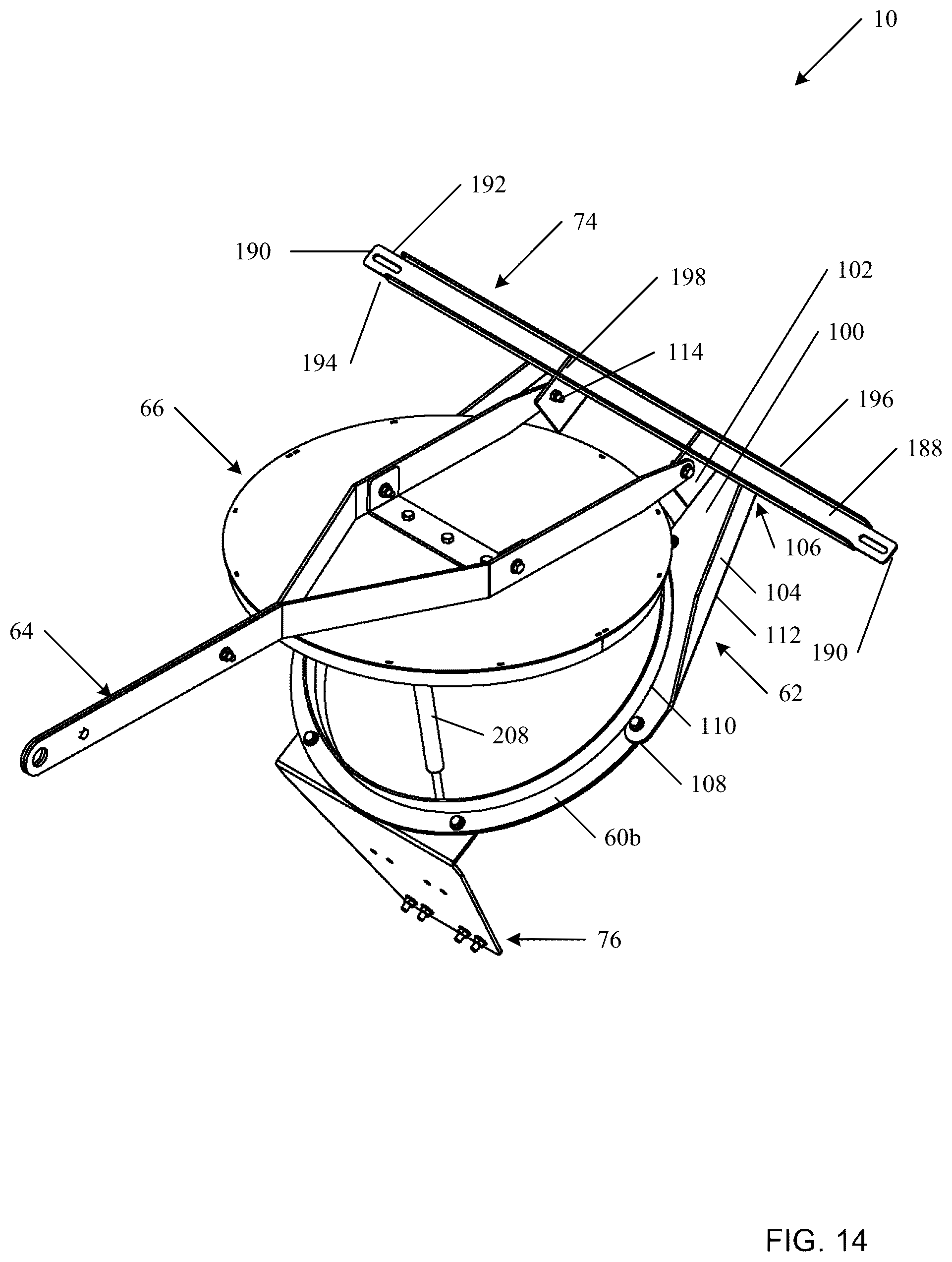 Patent US12096723 Figure 14 – Self-opening airtight roof vent system for grain storage devices