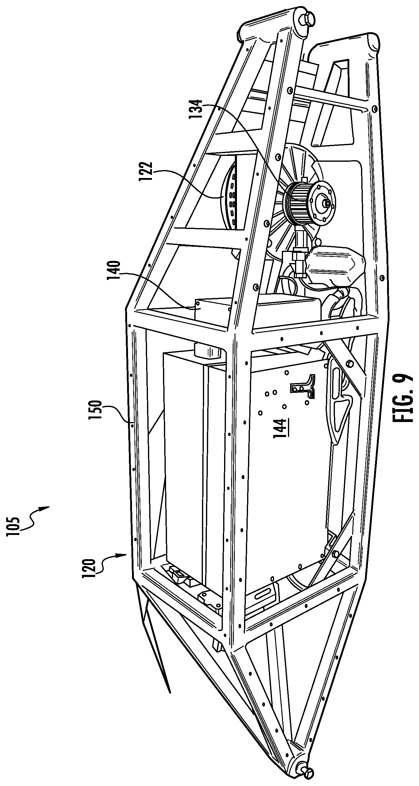 Patent US12096724 Figure 9 – Aerial tree trimming system and method including electric-powered aerial saw apparatus