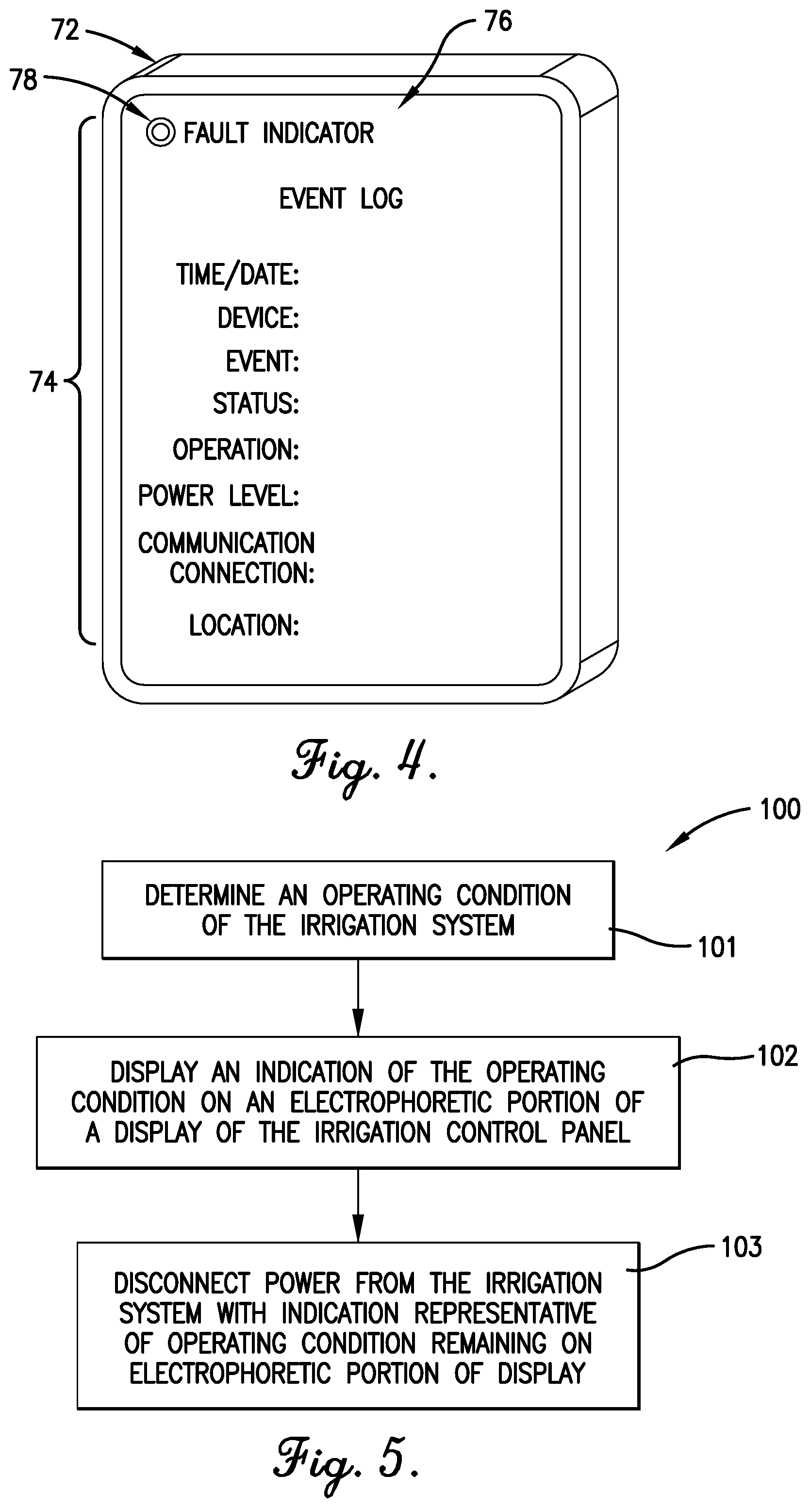 Patent US12096726 Figure 3 – Irrigation control panel with electrophoretic indicator