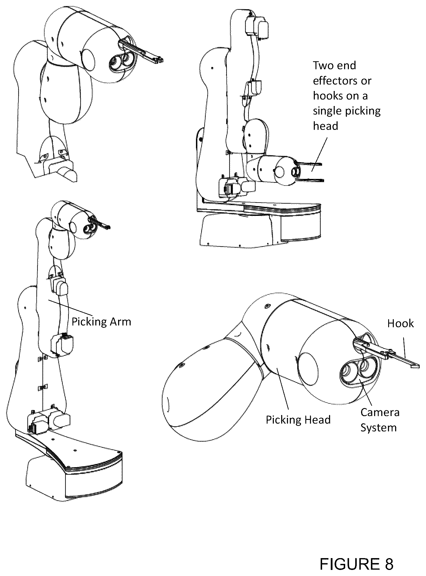 Patent US12096733 Figure 8 – Robotic fruit picking system