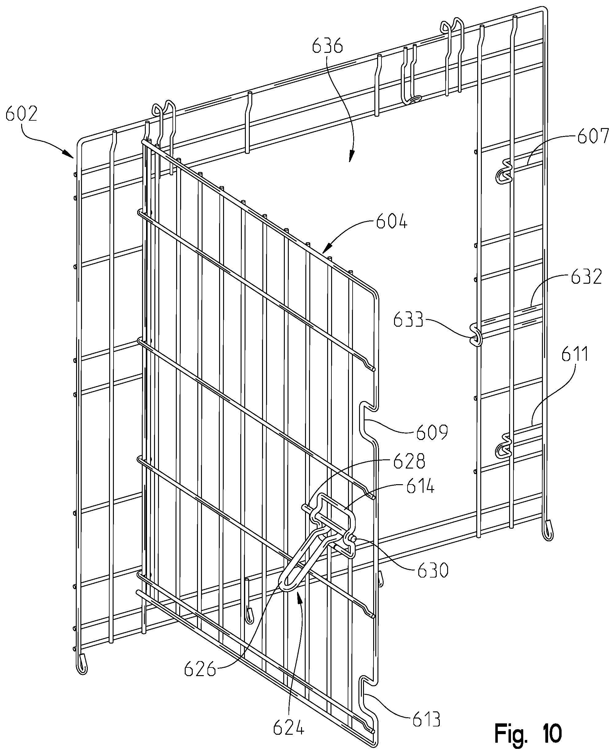 Patent US12096745 Figure 12 – Animal crate with swing or drop door assembly