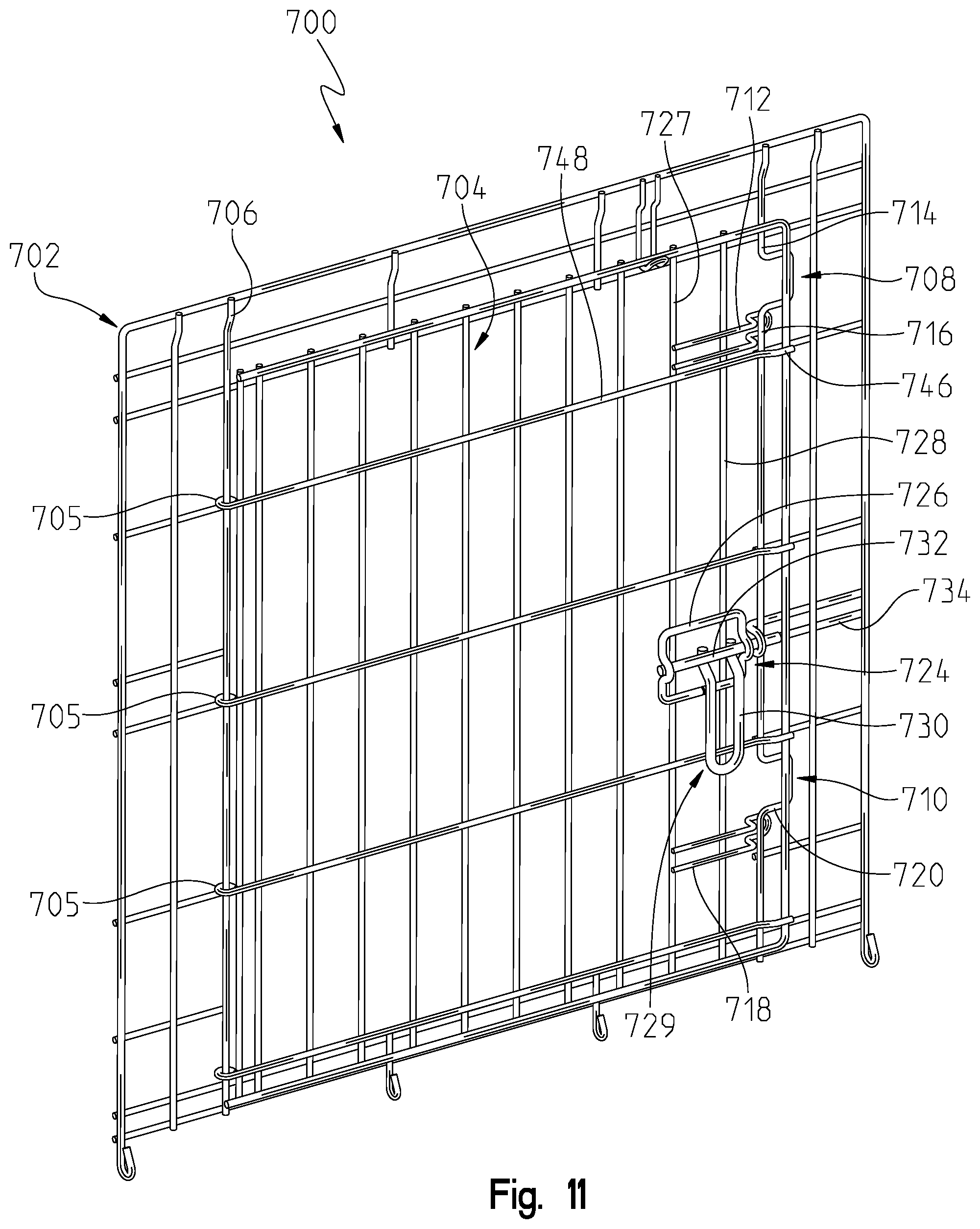 Patent US12096745 Figure 13 – Animal crate with swing or drop door assembly